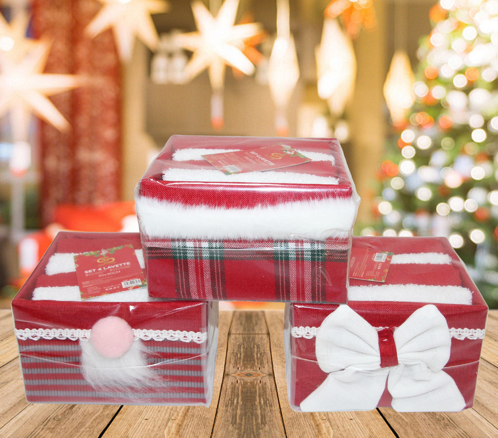 GD LOVES XMAS Scatola Regalo Natalizia con Asciugamano Morbido 30×30 cm in 85% Cotone 15% Poliestere Idea Regalo Natale per Casa Bagno e Decorazione