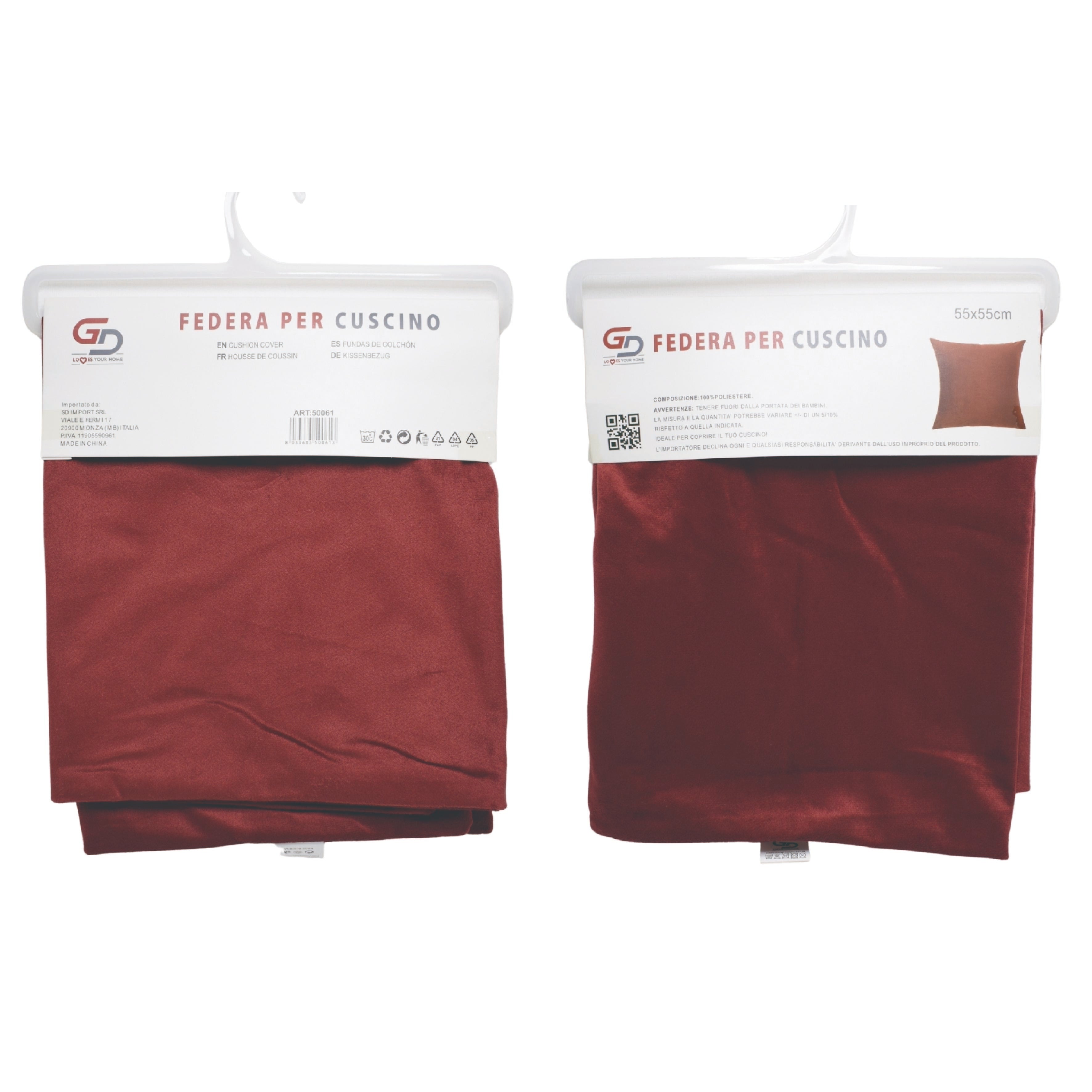 GD LOVES YOUR HOME Federa Cuscino Arredo in Velluto Morbido Tinta Unita per Divano e Letto | 45x45 – 55x55 cm | Sfoderabile, Lavabile, Stile Moderno