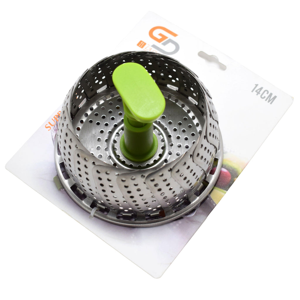 GD LA CUISINE Supporto a Vapore in Acciaio con Manico – Cestello per Cottura a Vapore per Gyoza, Bao, Verdure, Pesce e Ravioli – 14 cm / 18 cm