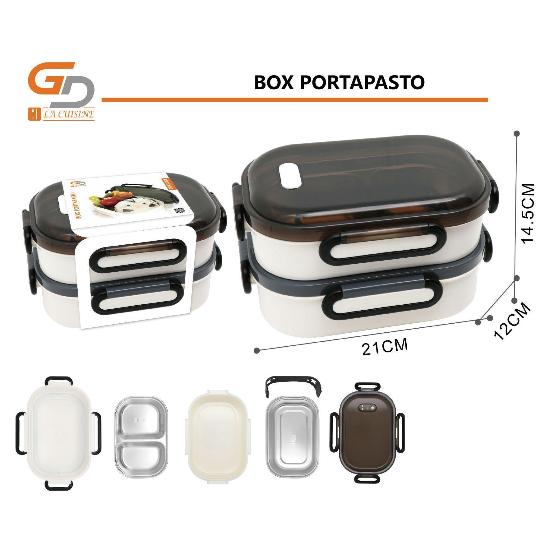 GD LA CUISINE Bottiglia Thermos Acciaio 500ml e Box Portapasto Ermetico 1 o 2 Strati | Set Regalo Lunch Box + Borraccia, Porta Pranzo da Asporto per Ufficio, Scuola e Viaggio