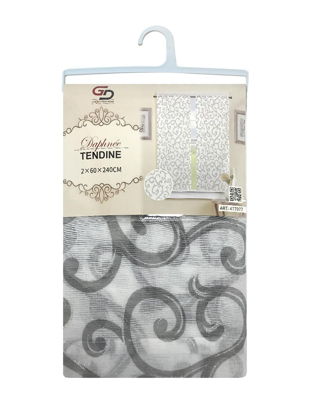 GD Tende con stampa effetto lino, 60x240 cm, 120GSM, con orli laterali da 2,5 cm e orlo inferiore da 1 cm, confezione da 2 pezzi