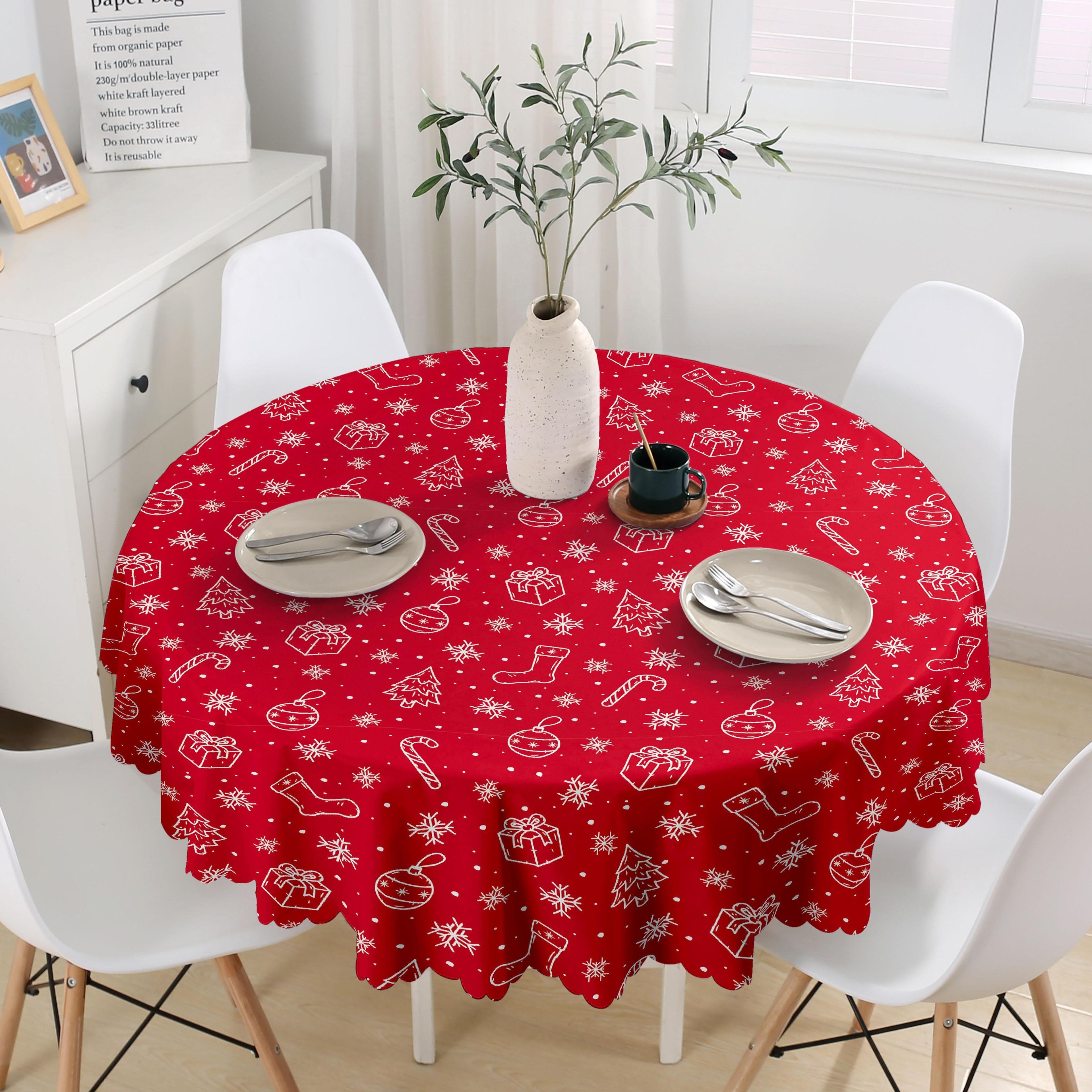 GD LOVES XMAS Tovaglia Natalizia Rotonda Ø140 cm in PVC Premium Antimacchia | Impermeabile, Facile da Pulire, Decorazione Casa Natalizia