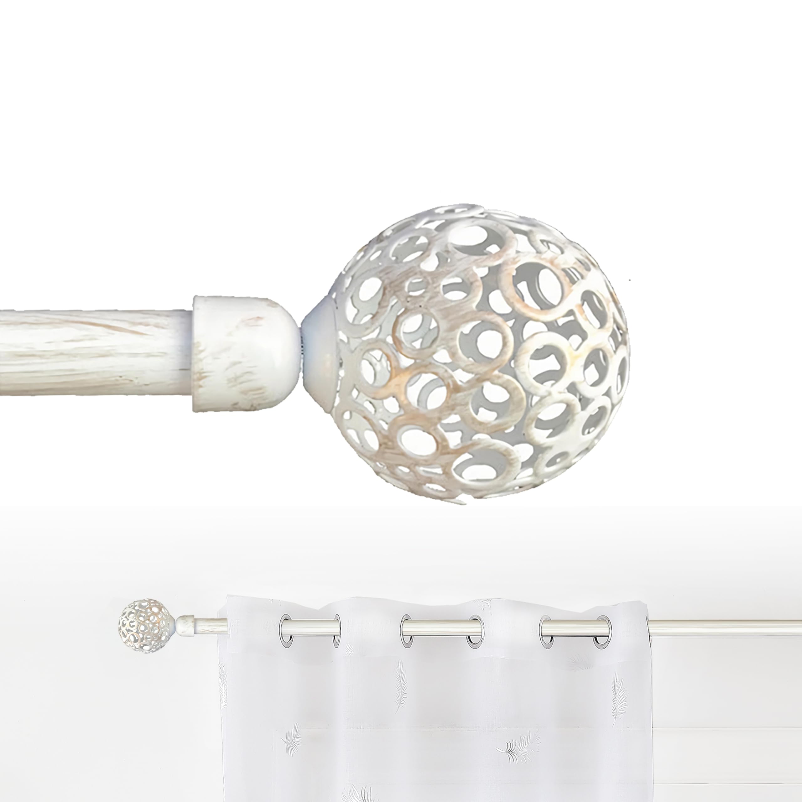 GD LOVES YOUR HOME Bastone per Tenda Estensibile in Metallo con Terminale a Sfera Traforata – Regolabile 70–120 / 120–210 / 160–310 cm (staffe e viti incluse) Design Raffinato e Funzionale per Finestre di Diverse Dimensioni
