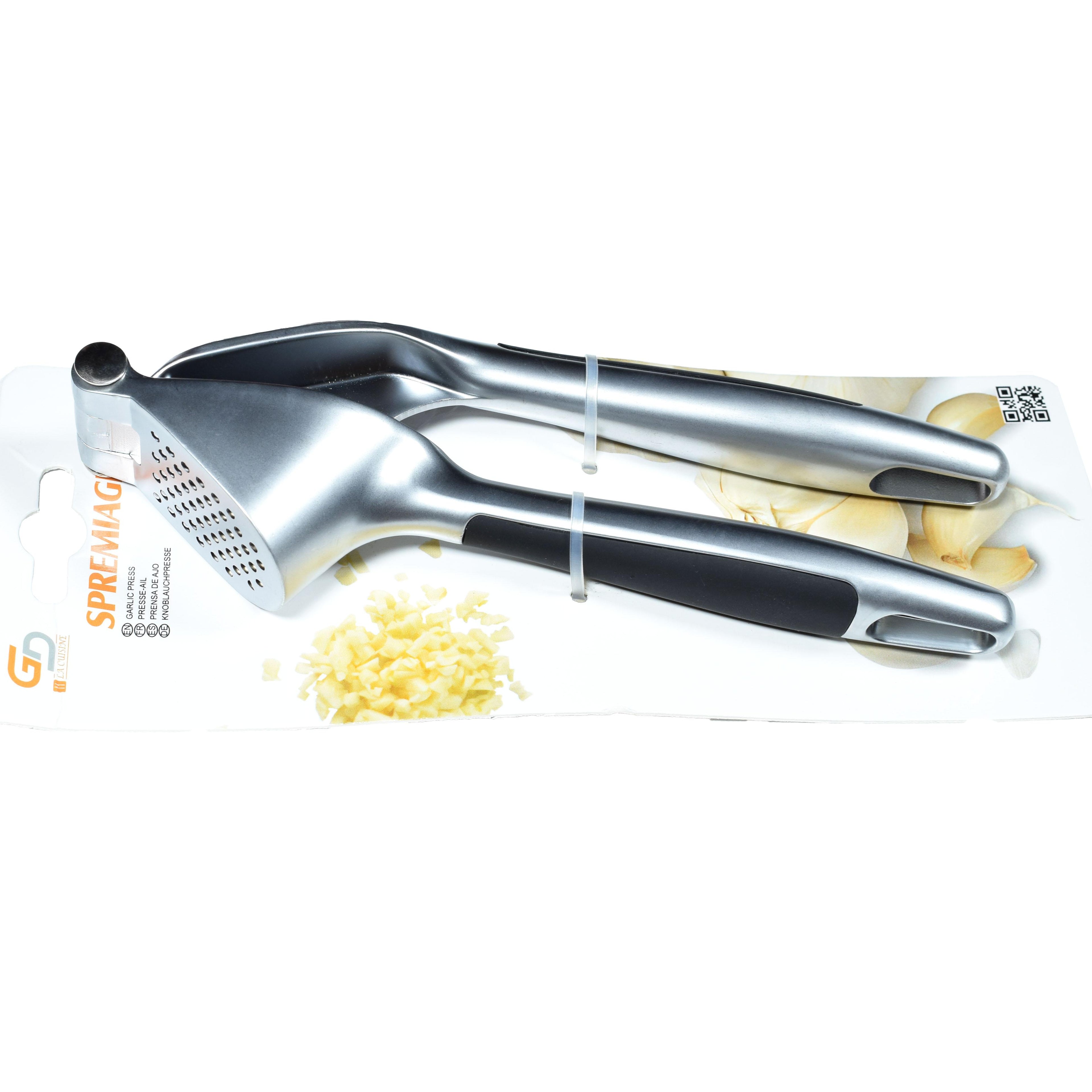GD LA CUISINE Spremiaglio in Acciaio Inox | Pressa Aglio Manuale Professionale Antiscivolo per Tritare Aglio, Zenzero e Noci