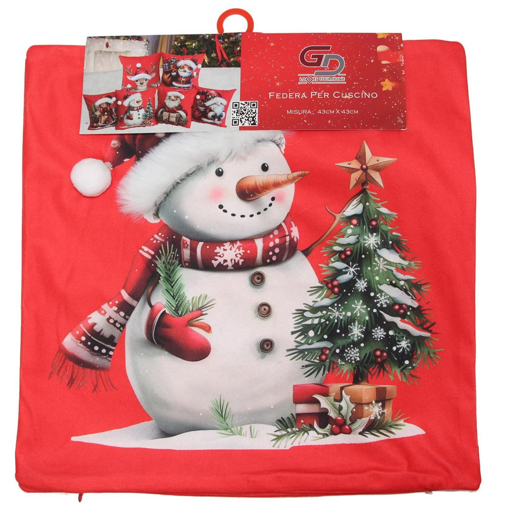 GD LOVES XMAS Set 2 Copricuscino Natalizio 3D 43×43 cm Federe Morbide per Divano o Letto 12 Fantasie Natalizie con Babbo Natale e Regali