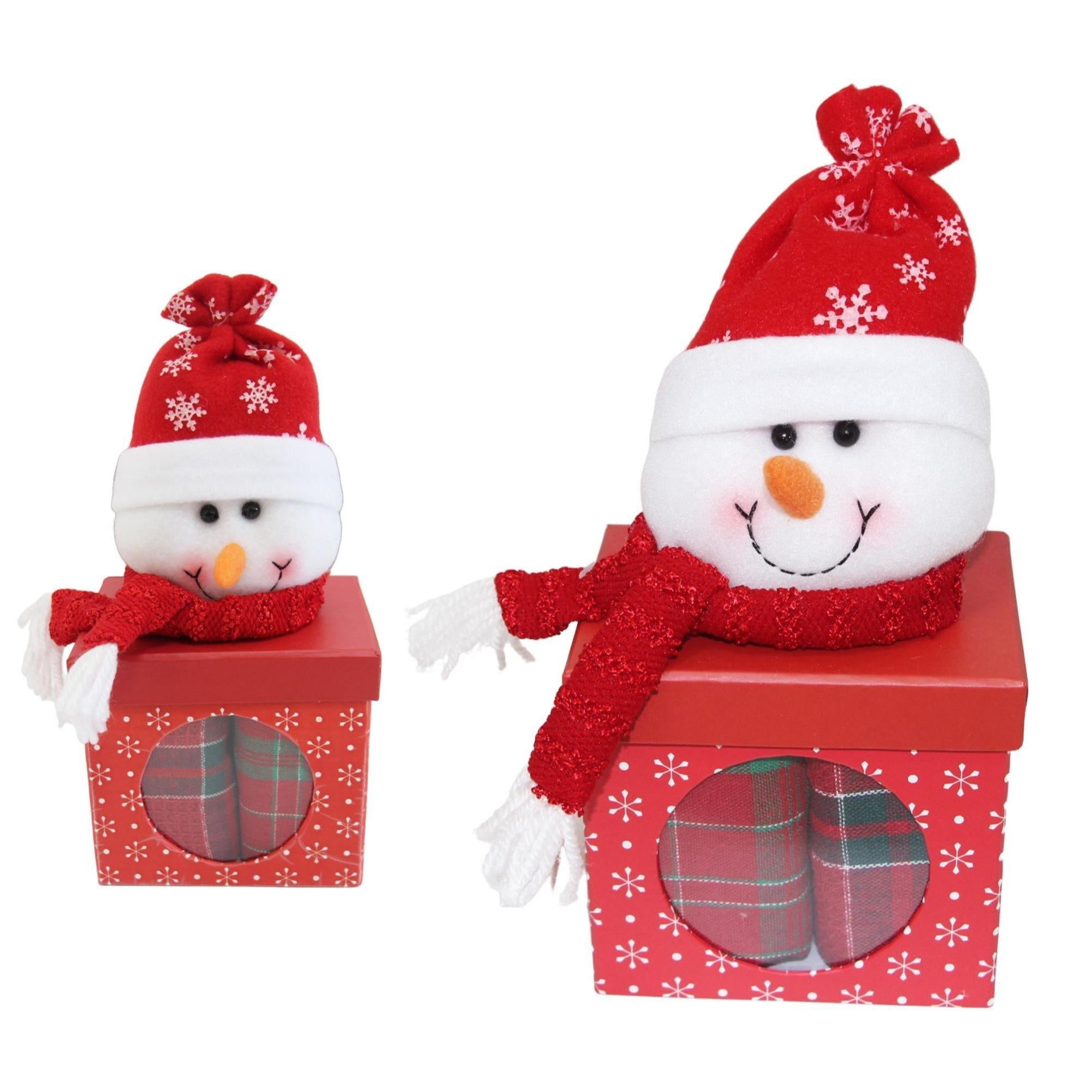 GD LOVES XMAS Scatola Regalo Natalizia con Tovaglietta – Pupazzo di Babbo Natale, Renna o Pupazzo di Neve – Idea Regalo e Decorazione Tavola per le Feste