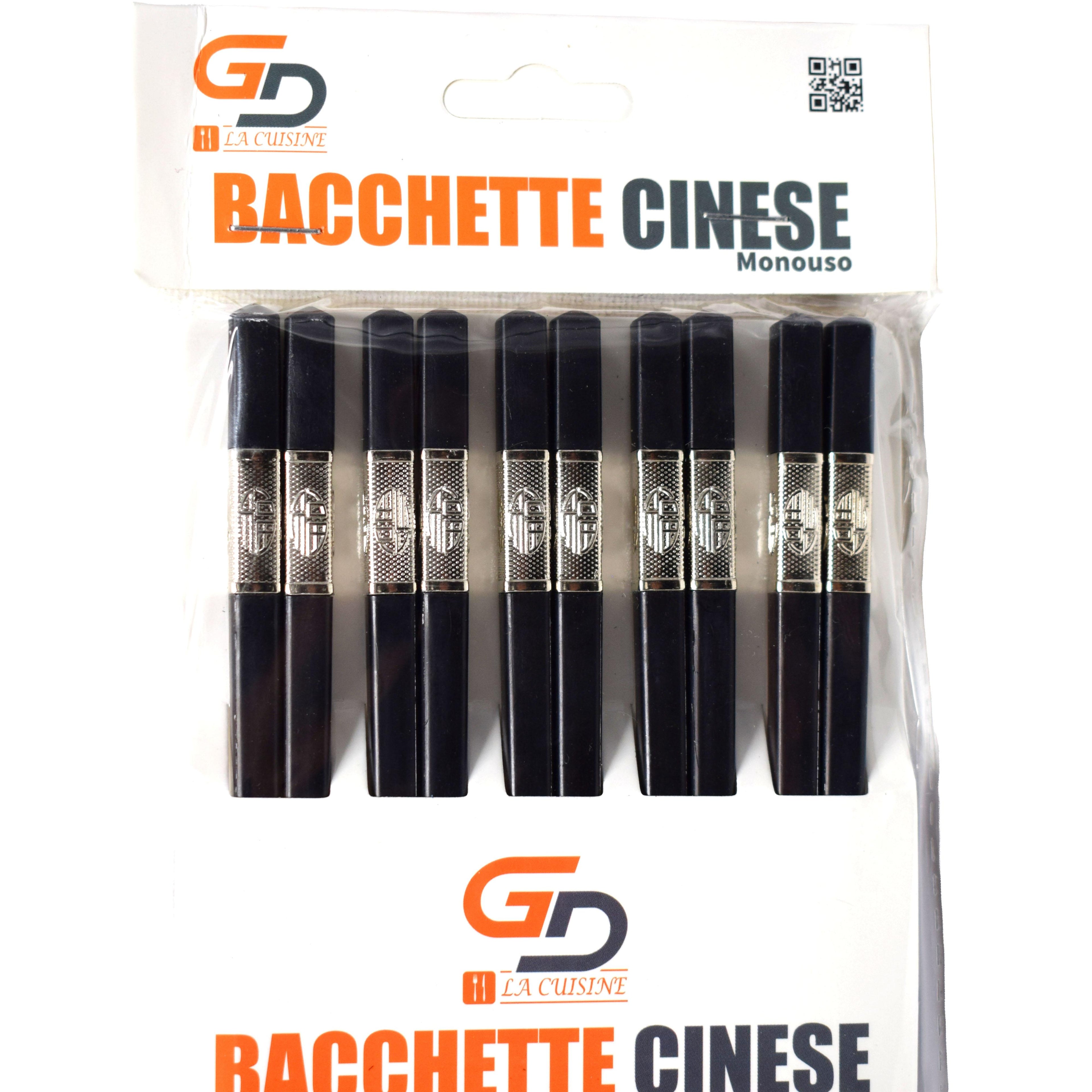 GD LA CUISINE Bacchette Cinesi Set da 5 Paia Plastica o Coppia Acciaio Inox 23,5–24 cm Resistenti e Antiscivolo, Ideali per Sushi, Noodles, Riso, Ristoranti e Uso Domestico