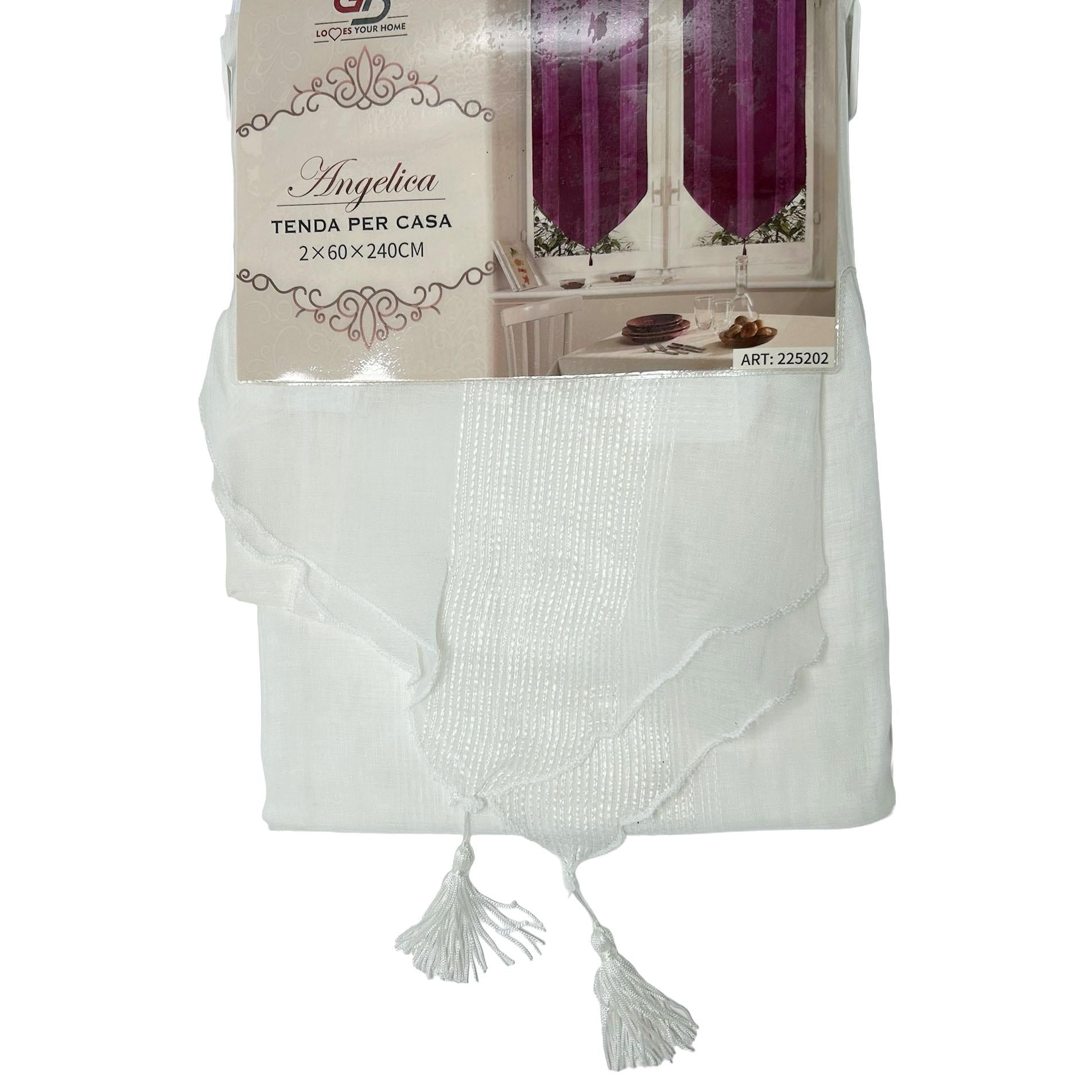 GD LOVES YOUR HOME Tenda da Cucina ANGELICA e Chiara in Voile Set 2 Pezzi con Mantovana e Laccio Regolabile, Luminosa ed Elegante