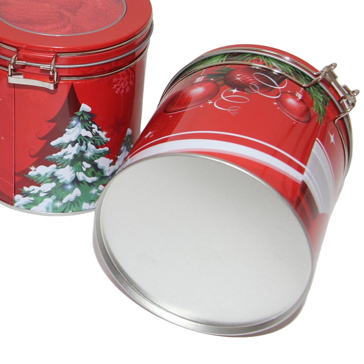 GD LOVES XMAS Mini Set Regalo Natalizio Ø11×12 cm con 4 Tovagliette in Microfibra – Scatola di Latta Decorata (4 Fantasie) – Idea Regalo Pronta e Riutilizzabile per Natale