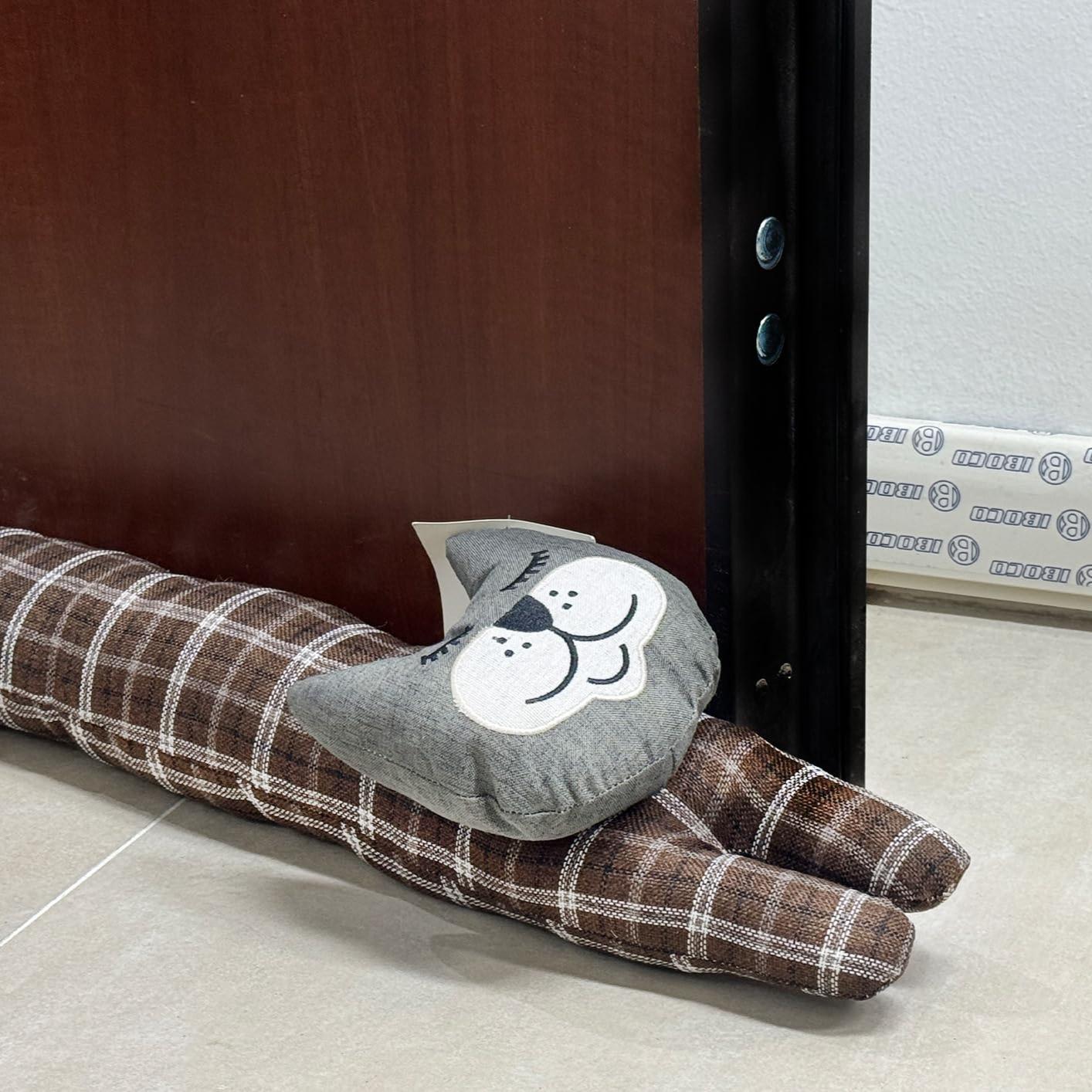 GD LOVES YOUR HOME Fermaporta/Paraspifferi “Gatto” Appesantito 90 cm – Blocca spifferi e rumore, tessuto effetto lino – 3 motivi