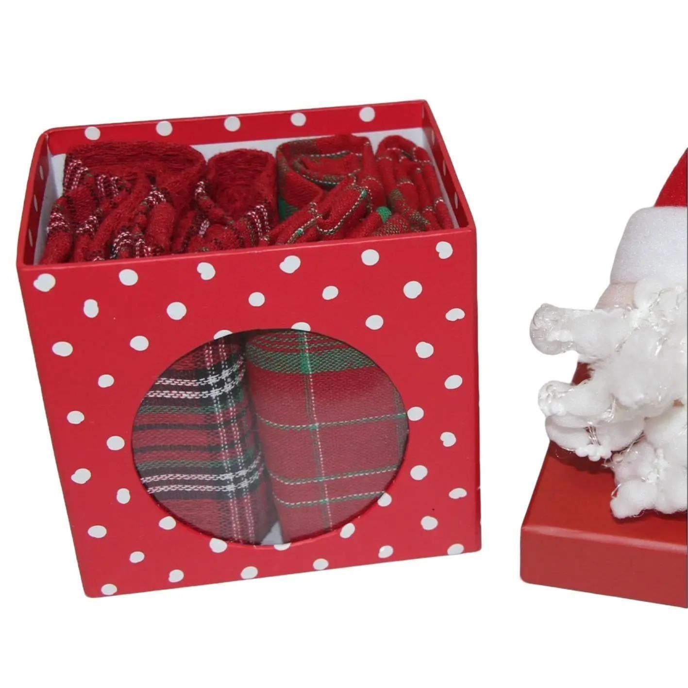 GD LOVES XMAS Scatola Regalo Natalizia con Tovaglietta – Pupazzo di Babbo Natale, Renna o Pupazzo di Neve – Idea Regalo e Decorazione Tavola per le Feste