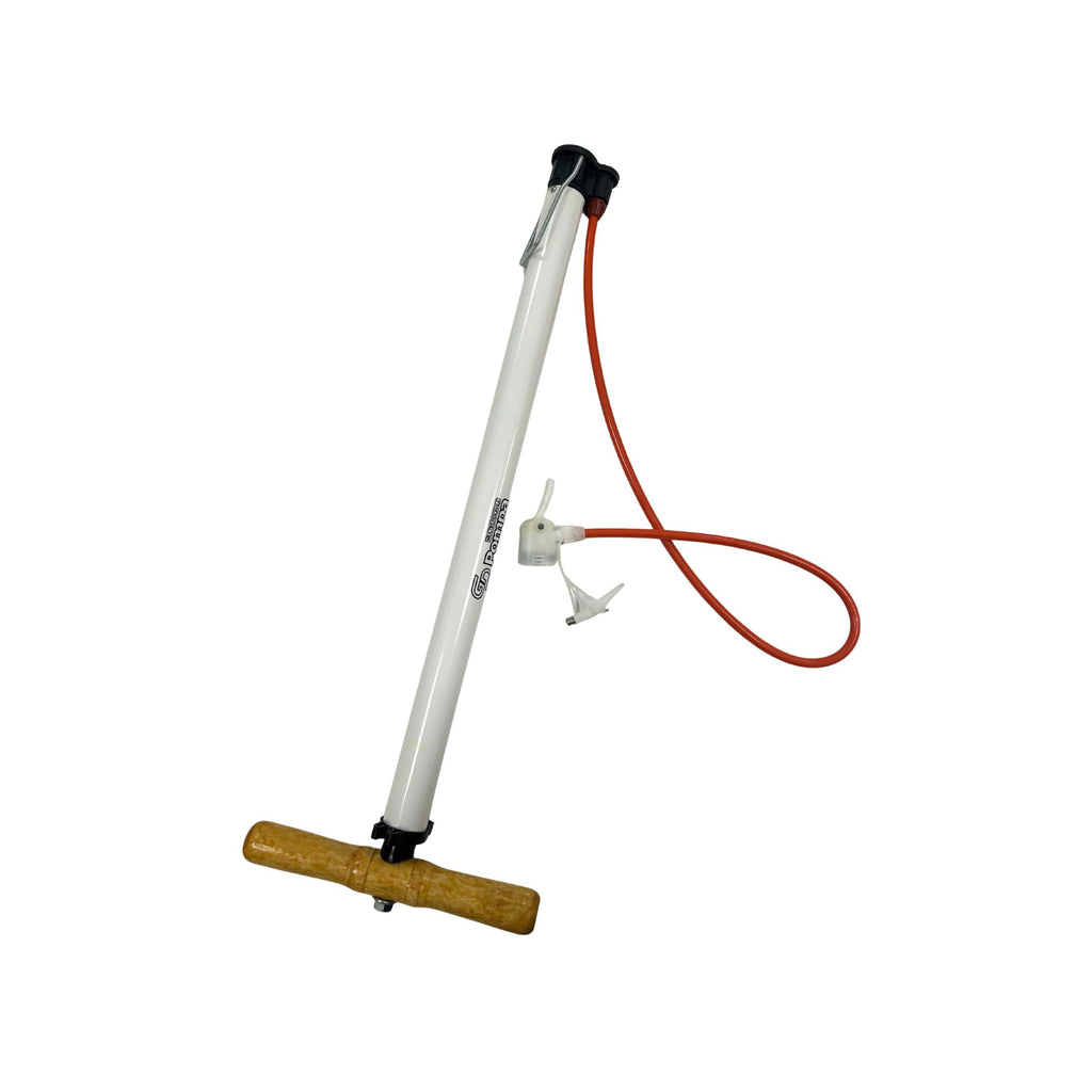 Pompa da Pavimento a Pressione Manuale 59 cm con Manico in Legno – per Bici, Palloni e Gonfiabili