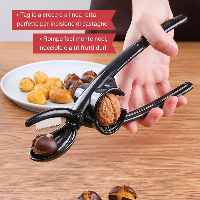 GD LA CUISINE Schiaccianoci e Apricastagne Professionale 2 in 1 in Lega di Zinco | Per Noci, Castagne e Crostacei | Lama Seghettata e Impugnatura Antiscivolo