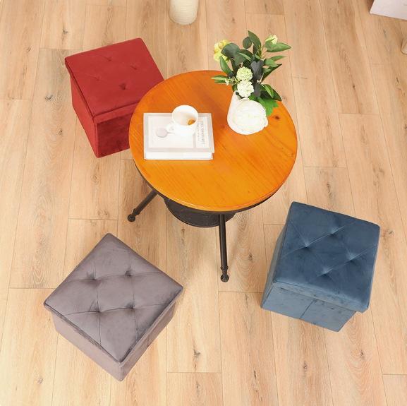 GD LOVES YOUR HOME Pouf Contenitore Pieghevole 76×38×38 cm / 38×38×38 cm, Seduta Imbottita, Sgabello Portaoggetti Salvaspazio Velluto – Panca Organizer per Camera, Soggiorno, Ingresso