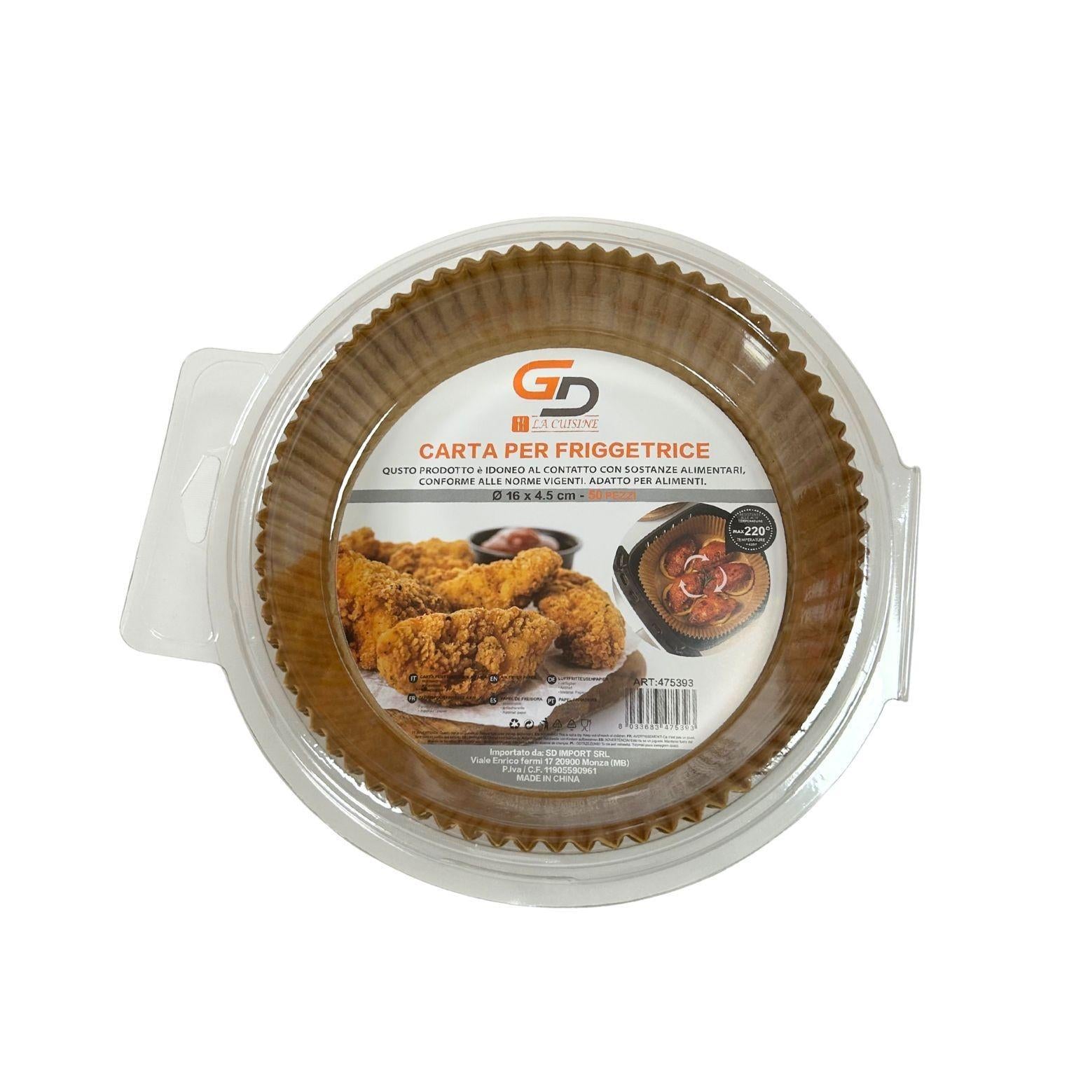 Teglie in Carta Monouso per Friggitrice ad Aria GD LA CUISINE 50 Pezzi  Ronde 16–20cm e Quadrate 16cm | Carta Oleata Antiaderente, Impermeabile e Resistente alle Alte Temperature | Ideali per Airfryer e Forno