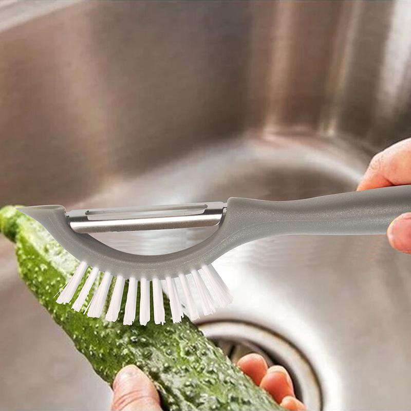 GD LA CUISINE Pelapatate 3 in 1 con Spazzola e Punta Affilata | Pulisce, Pela e Rimuove le Imperfezioni da Frutta e Verdura 18 CM