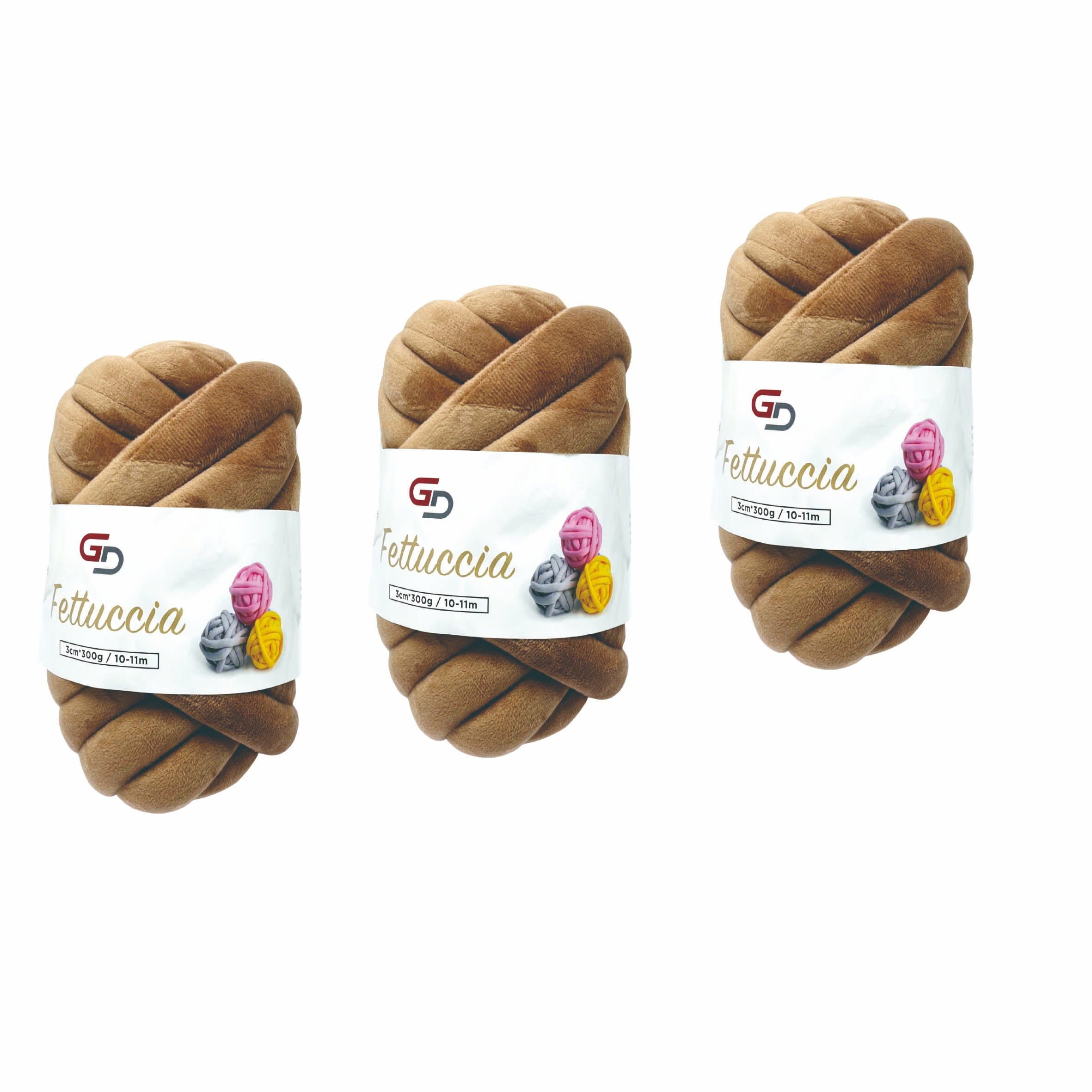 Set 3 Fettuccia Marshmallow spessa 3 cm – 300 g | Toni Naturali | Filato morbido e facile da lavorare, con resa ordinata per uncinetto, borse e home decor