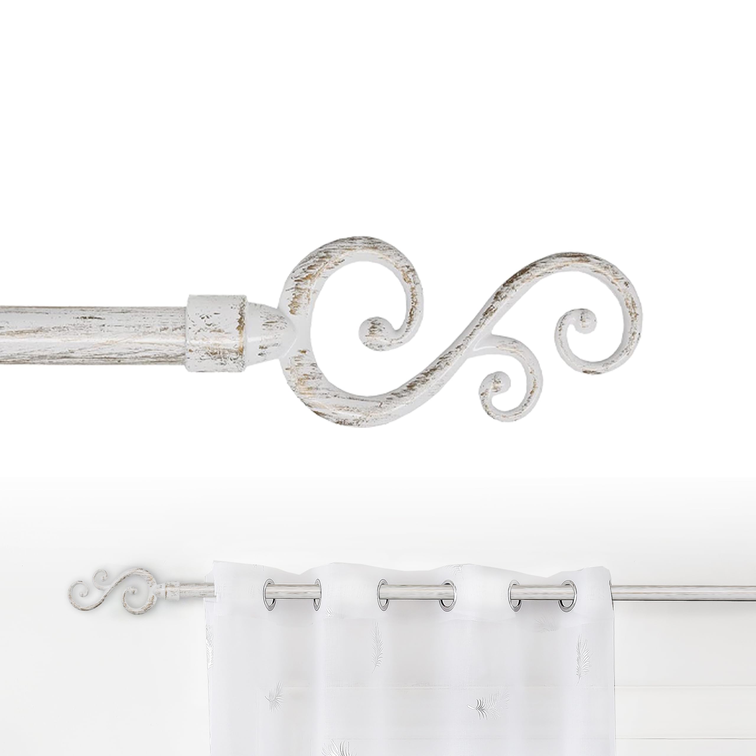 GD LOVES YOUR HOME Bastone Tenda Estensibile 70-120 cm-160x310cm Ferro Antichizzato Shabby Chic Asta Anelli Scorritenda MOD.Forma a spirale in rattan