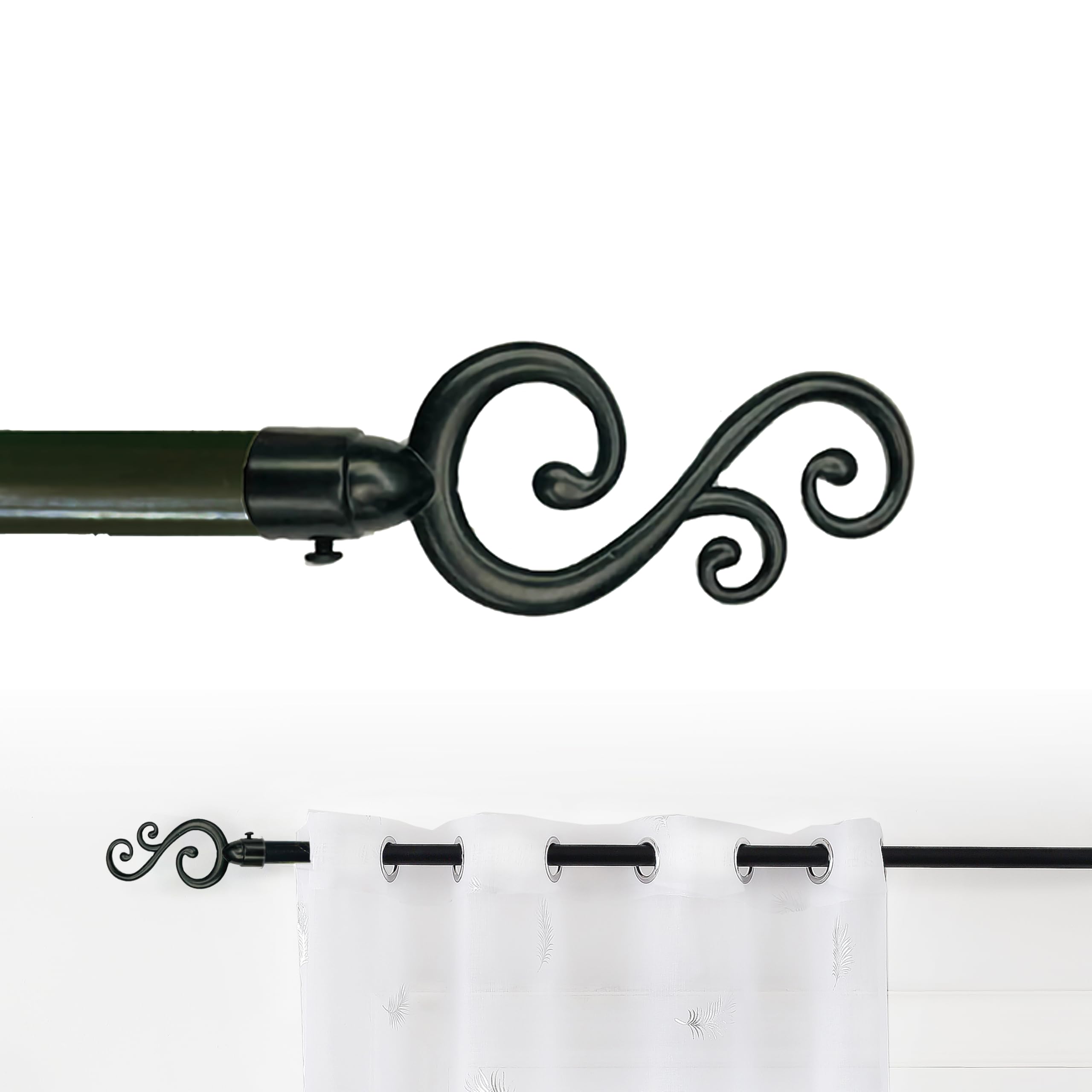 GD LOVES YOUR HOME Bastone Tenda Estensibile 70-120 cm-160x310cm Ferro Antichizzato Shabby Chic Asta Anelli Scorritenda MOD.Forma a spirale in rattan