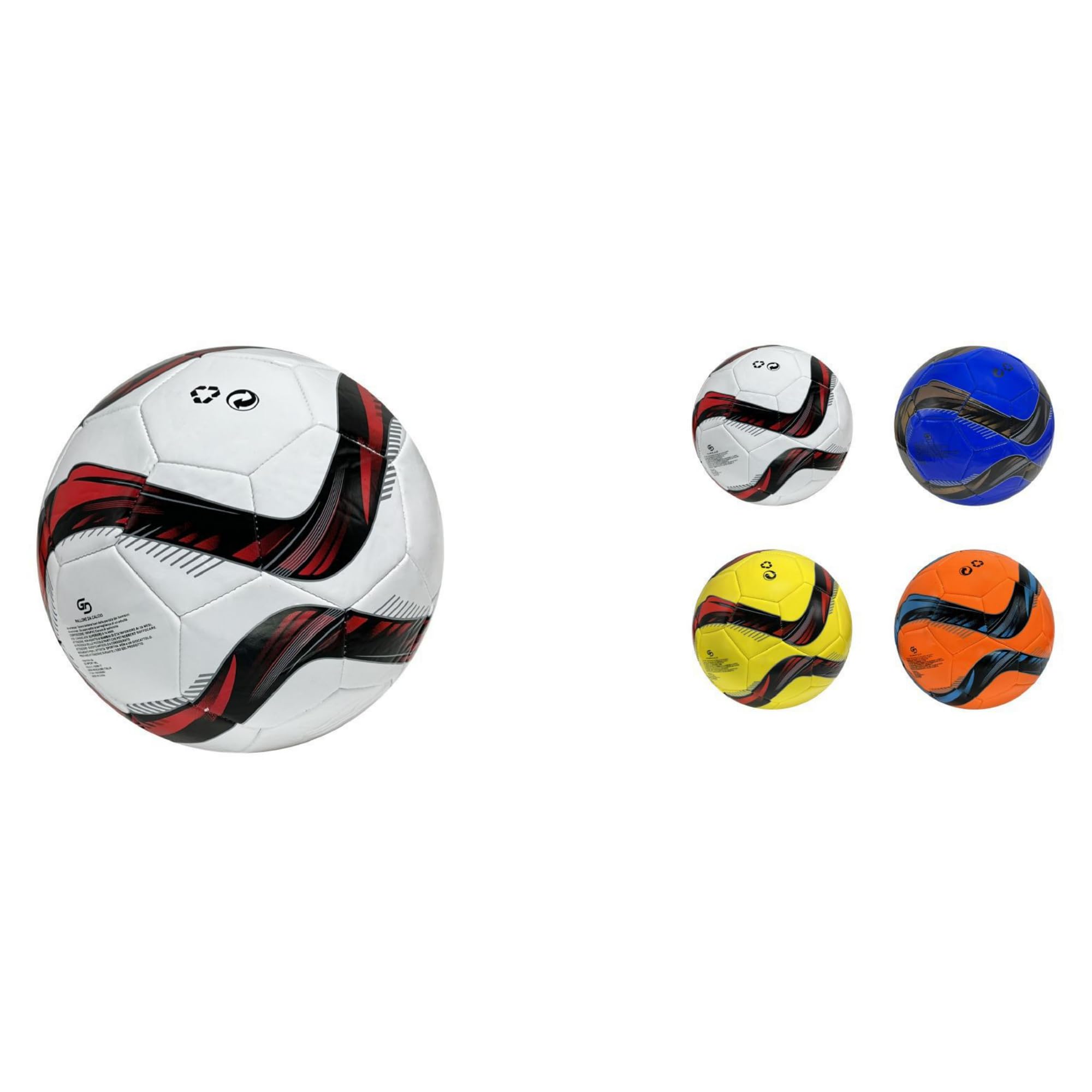Pallone da Calcio Taglia 5, 320 Grammi, Cuoio, 4 Colori Assortiti, Design Sportivo con Motivi Geometrici, per Allenamenti e Partite