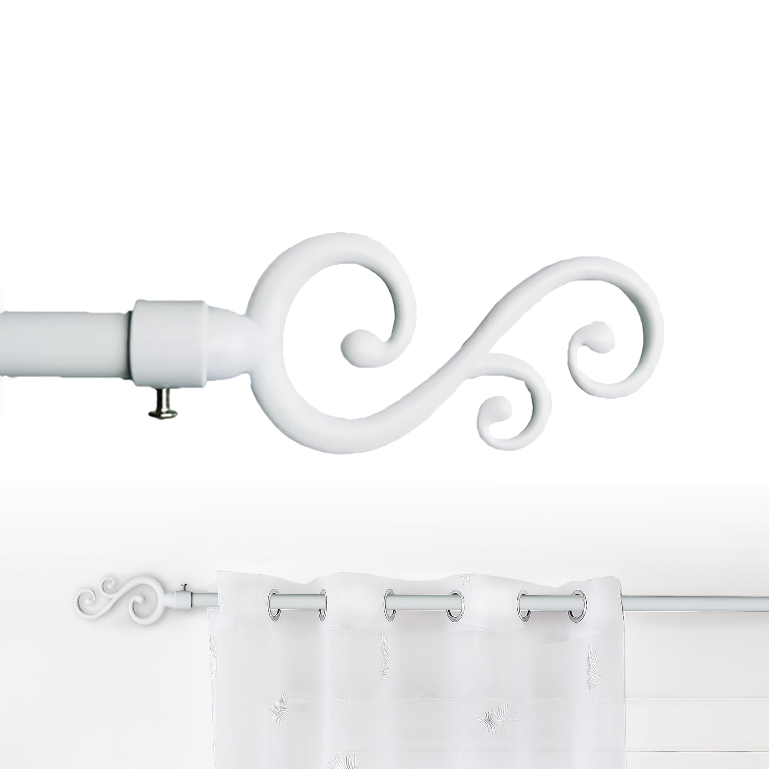 GD LOVES YOUR HOME Bastone Tenda Estensibile 70-120 cm-160x310cm Ferro Antichizzato Shabby Chic Asta Anelli Scorritenda MOD.Forma a spirale in rattan