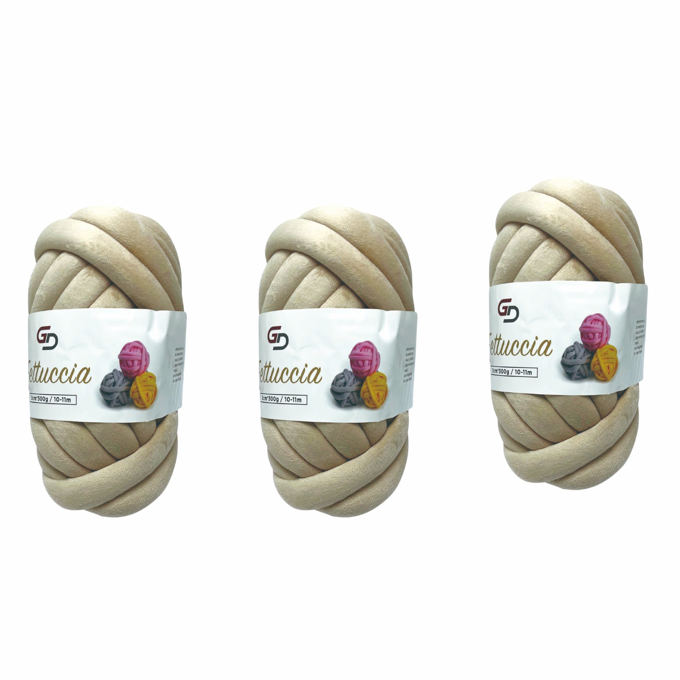 Set 3 Fettuccia Marshmallow spessa 3 cm – 300 g | Toni Naturali | Filato morbido e facile da lavorare, con resa ordinata per uncinetto, borse e home decor