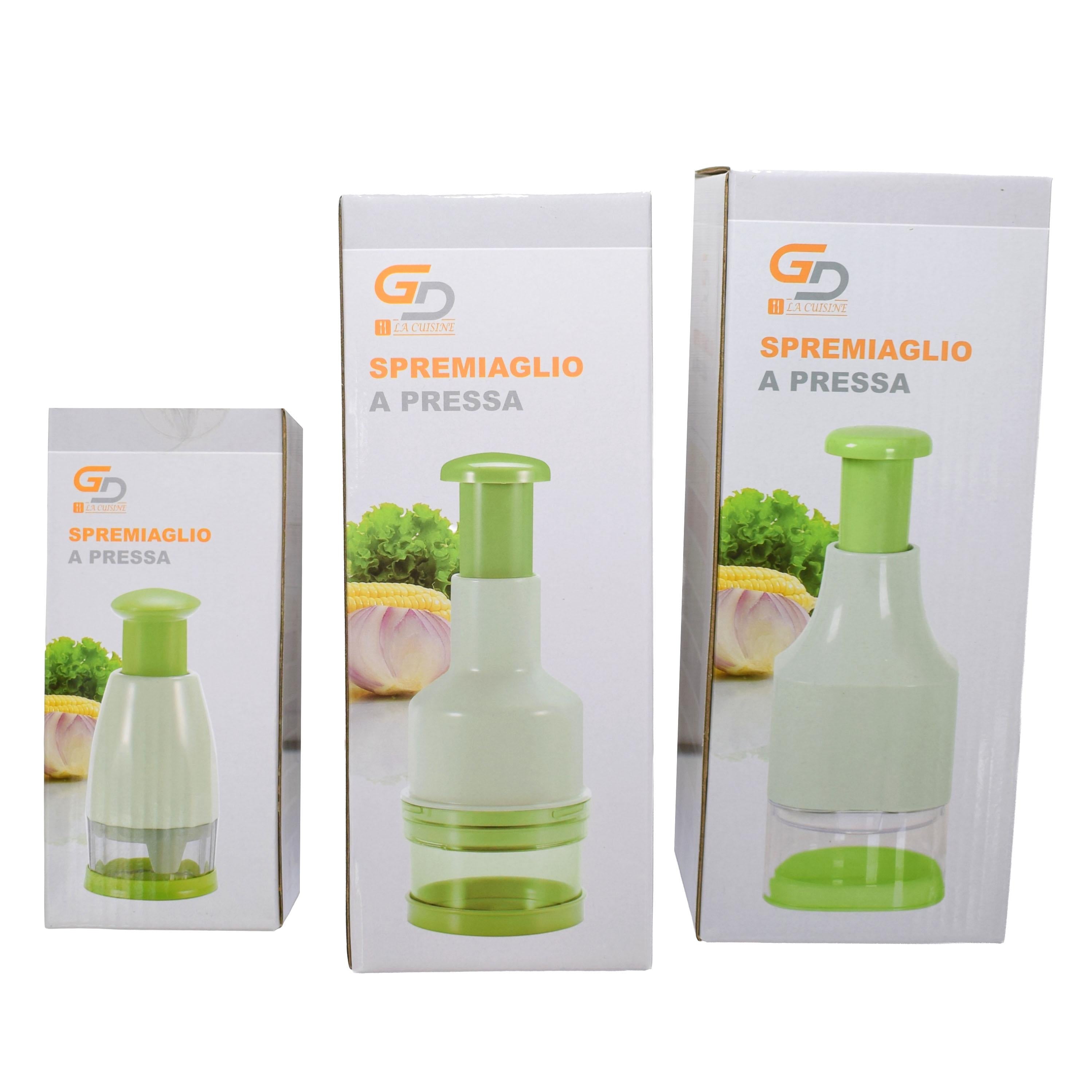 GD LA CUISINE Spremiaglio a Pressa Manuale Multiuso  Tritaglio Aglio/Cipolla/Zenzero • Pressa Veloce, Facile da Pulire, Taglio Fine Immediato