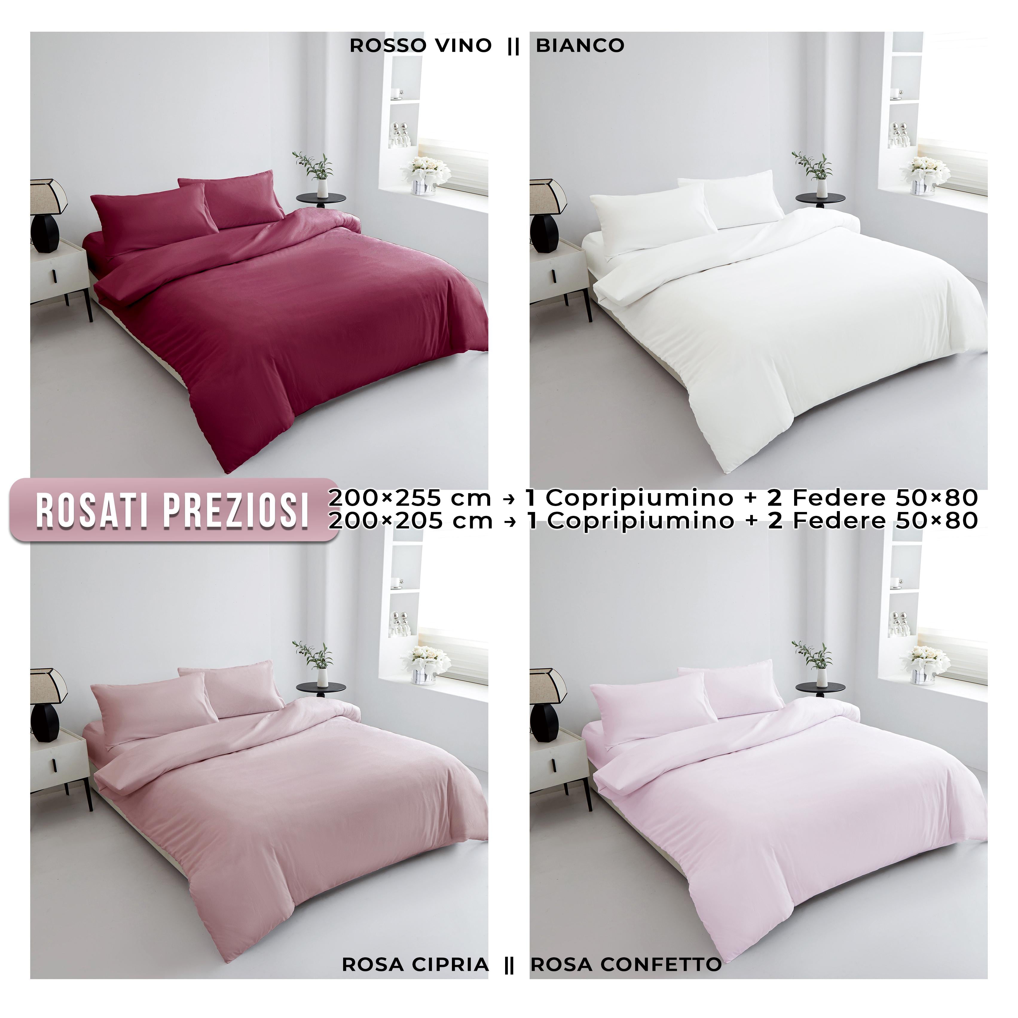 GD LOVES YOUR HOME Parure Copripiumino in Microfibra Extra Morbida 3 Misure 200x155/200x205/200x255 + Federe 50x80 cm Traspirante Anti-Pilling Facile da Lavare 14 Colori Coordinati