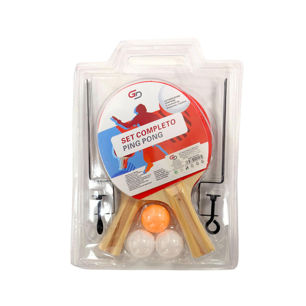 Set Completo Ping Pong con 2 Racchette, 3 Palline e Rete, Kit da Tavolo Tennis con Accessori Completi