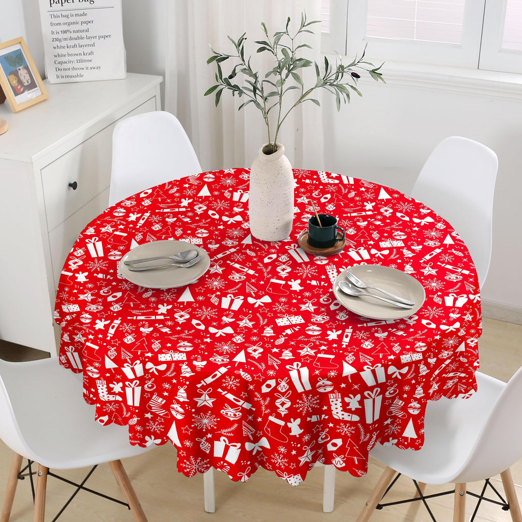 GD LOVES XMAS Tovaglia Natalizia Rotonda Ø140 cm in PVC Premium Antimacchia | Impermeabile, Facile da Pulire, Decorazione Casa Natalizia