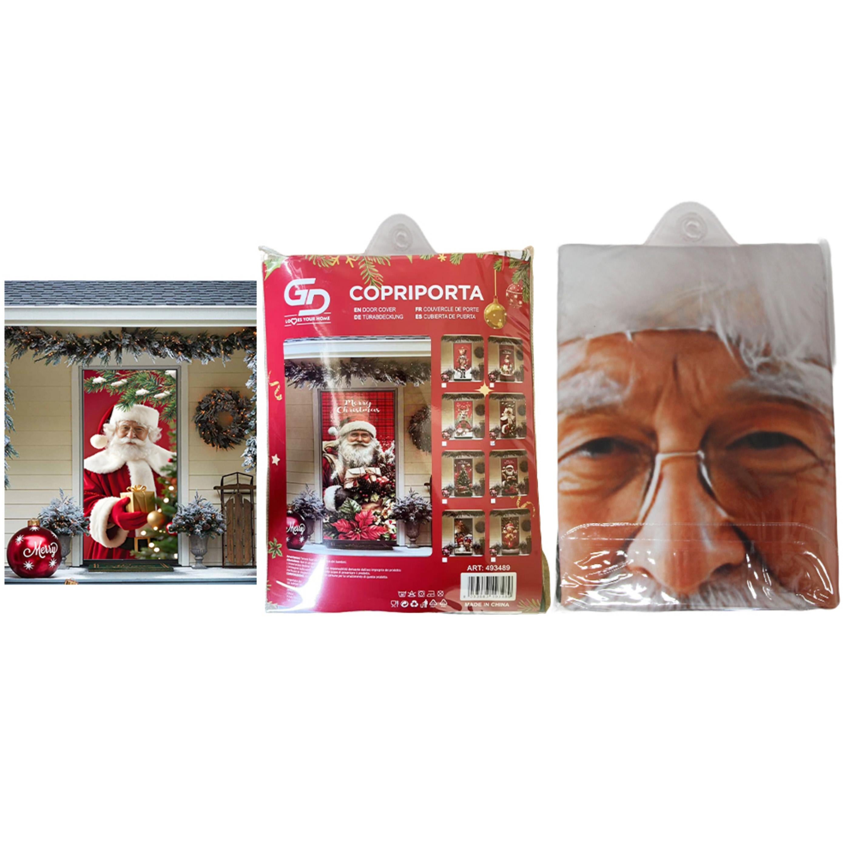 GD LOVES XMAS Copriporta Natalizio Elasticizzato | Decorazione Porta di Natale Facile da Montare, Lavabile e Riutilizzabile | Monti in 10s, atmosfera immediata