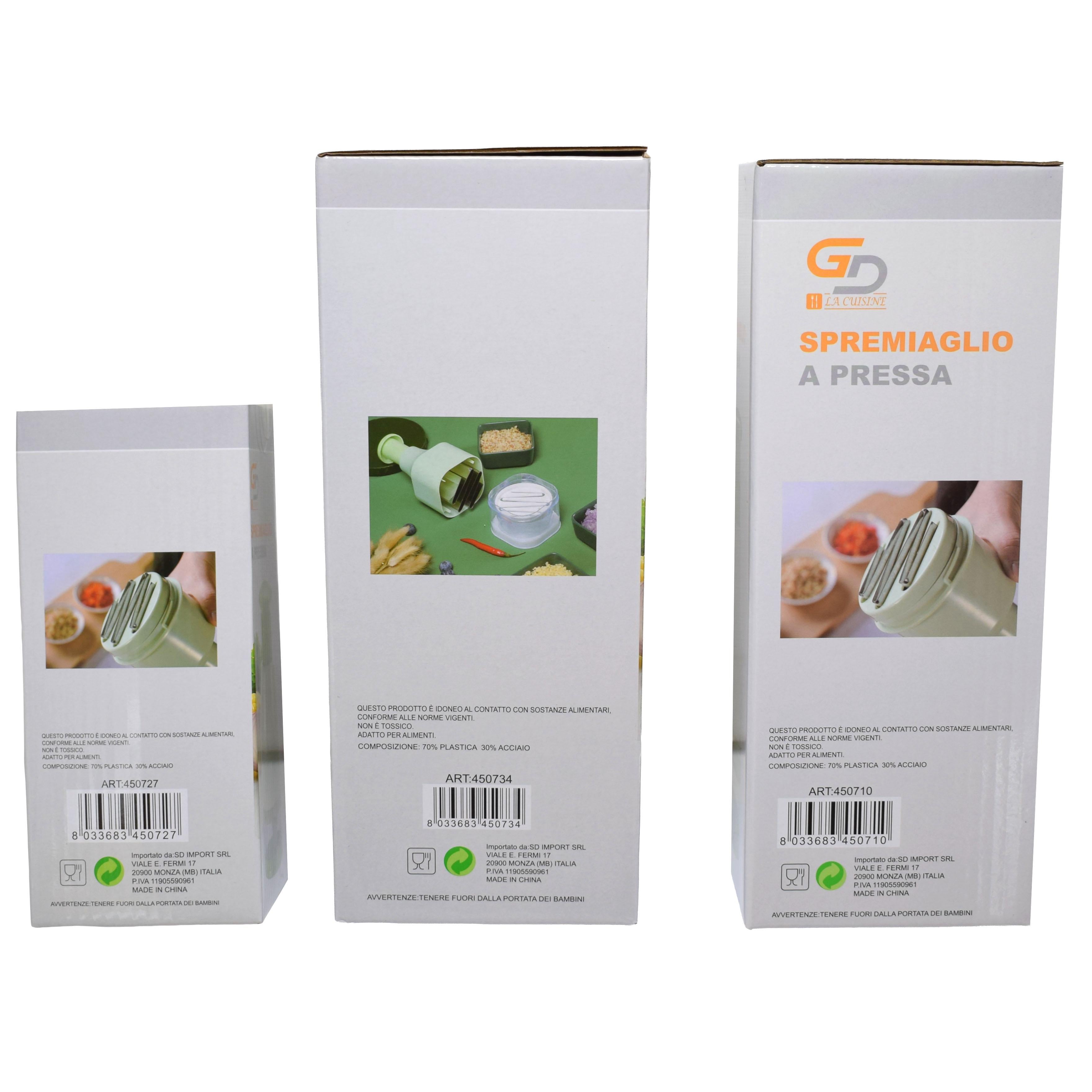 GD LA CUISINE Spremiaglio a Pressa Manuale Multiuso  Tritaglio Aglio/Cipolla/Zenzero • Pressa Veloce, Facile da Pulire, Taglio Fine Immediato