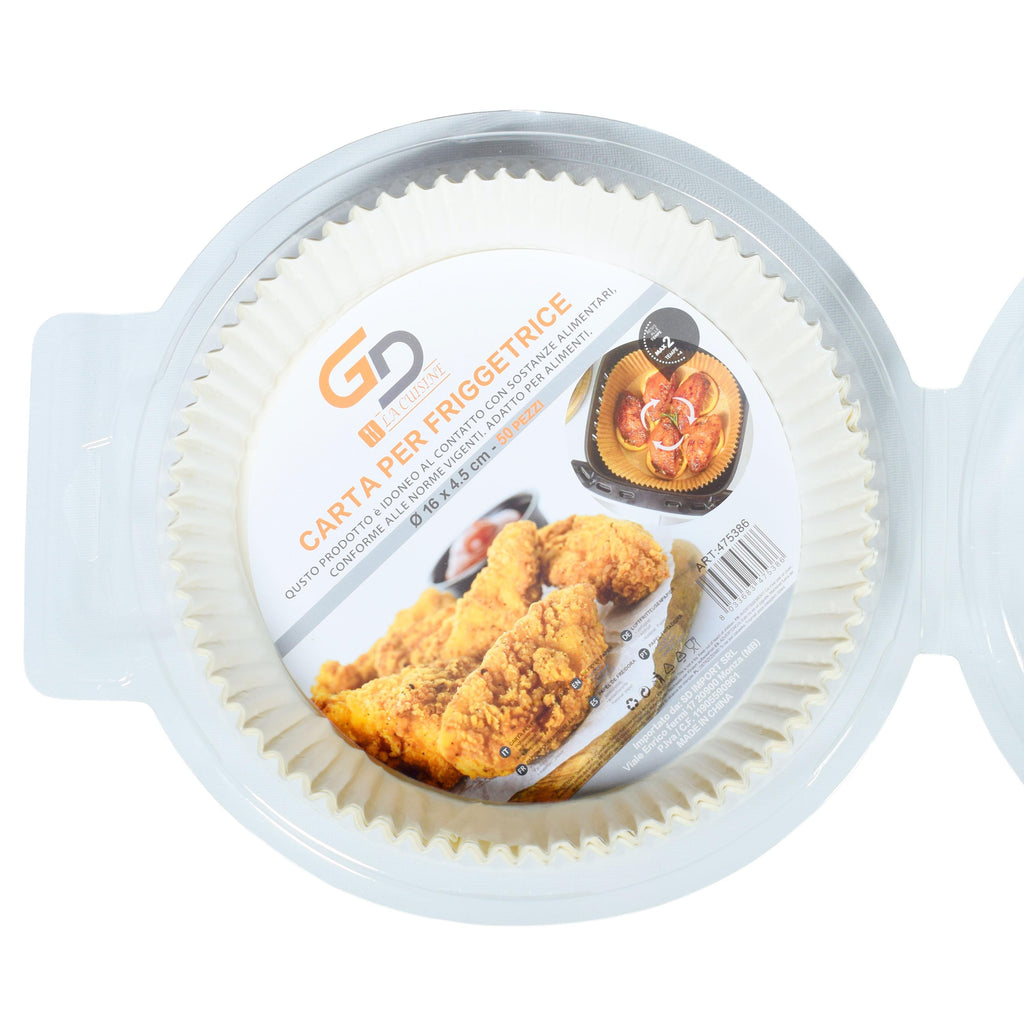 Teglie in Carta Monouso per Friggitrice ad Aria GD LA CUISINE 50 Pezzi  Ronde 16–20cm e Quadrate 16cm | Carta Oleata Antiaderente, Impermeabile e Resistente alle Alte Temperature | Ideali per Airfryer e Forno