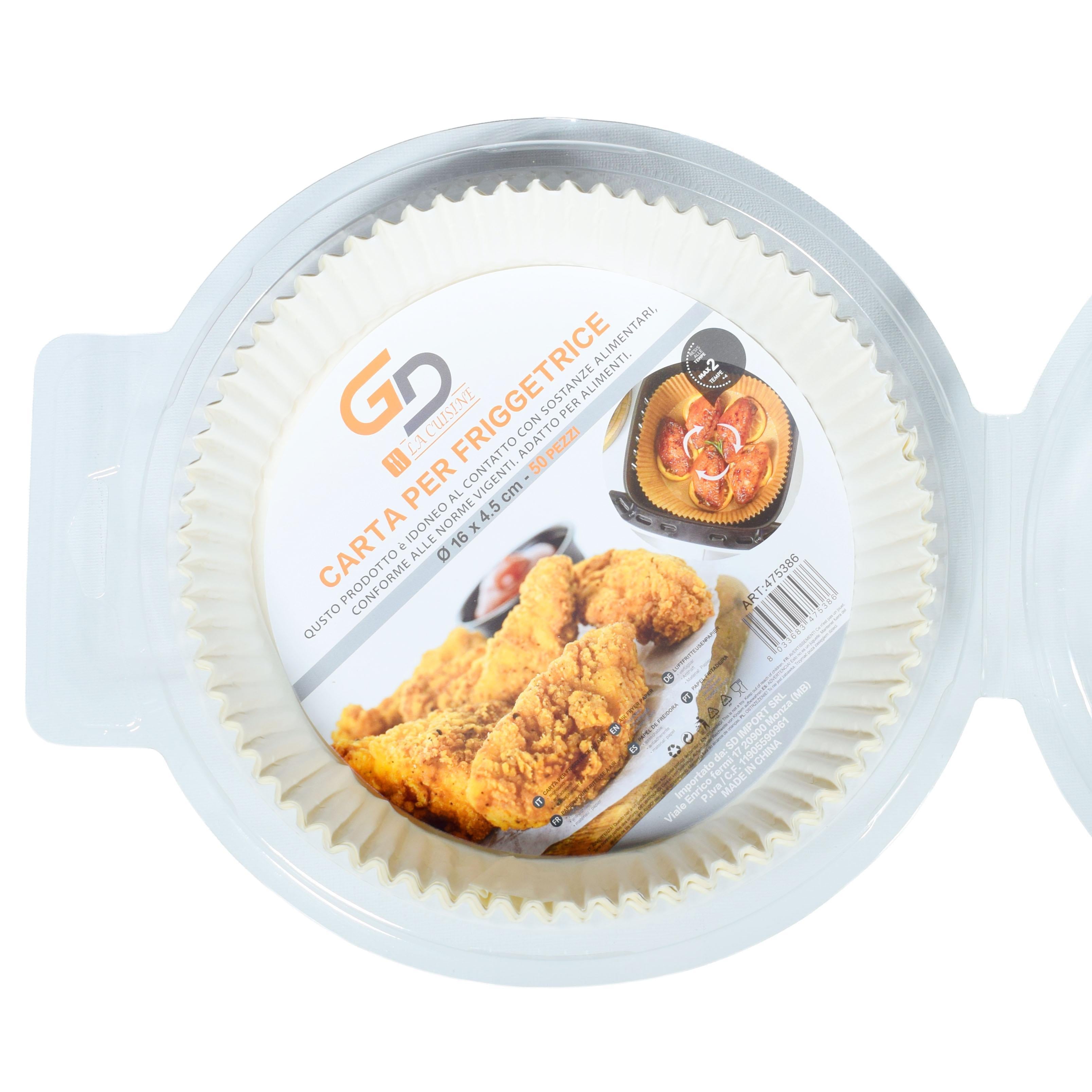Teglie in Carta Monouso per Friggitrice ad Aria GD LA CUISINE 50 Pezzi  Ronde 16–20cm e Quadrate 16cm | Carta Oleata Antiaderente, Impermeabile e Resistente alle Alte Temperature | Ideali per Airfryer e Forno
