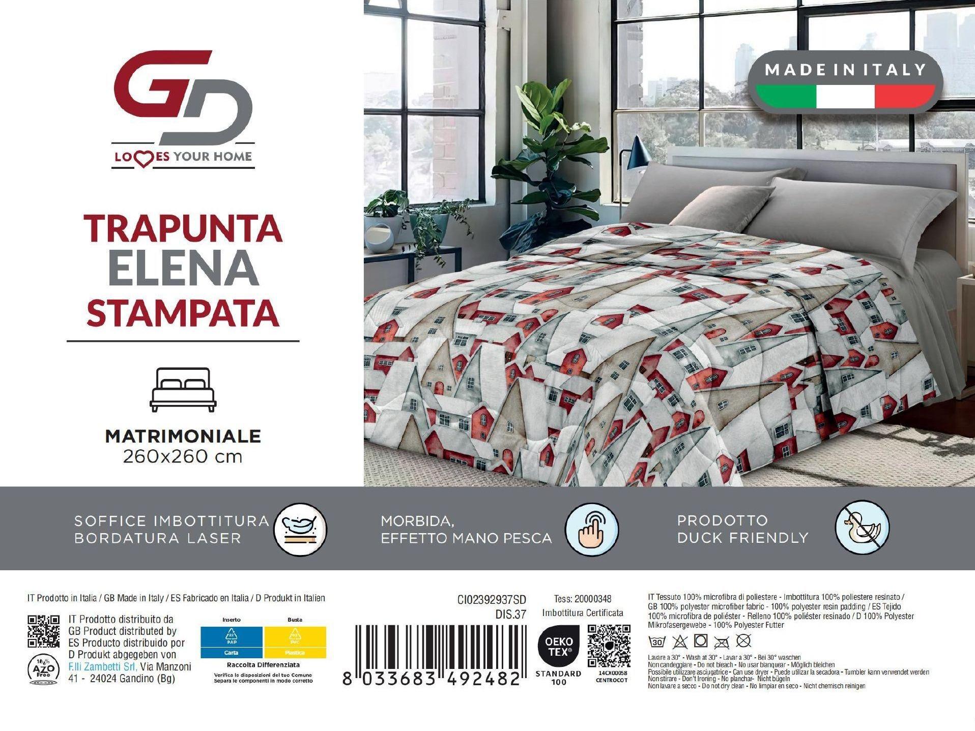 GD LOVES YOUR HOME Trapunta Leggera Matrimoniale Invernale 260×260 cm – MADE IN ITALY, Microfibra Mano Pesca, Anallergica e Duck Friendly – Coperta Imbottita con Bordatura Laser, Fantasie Stampate