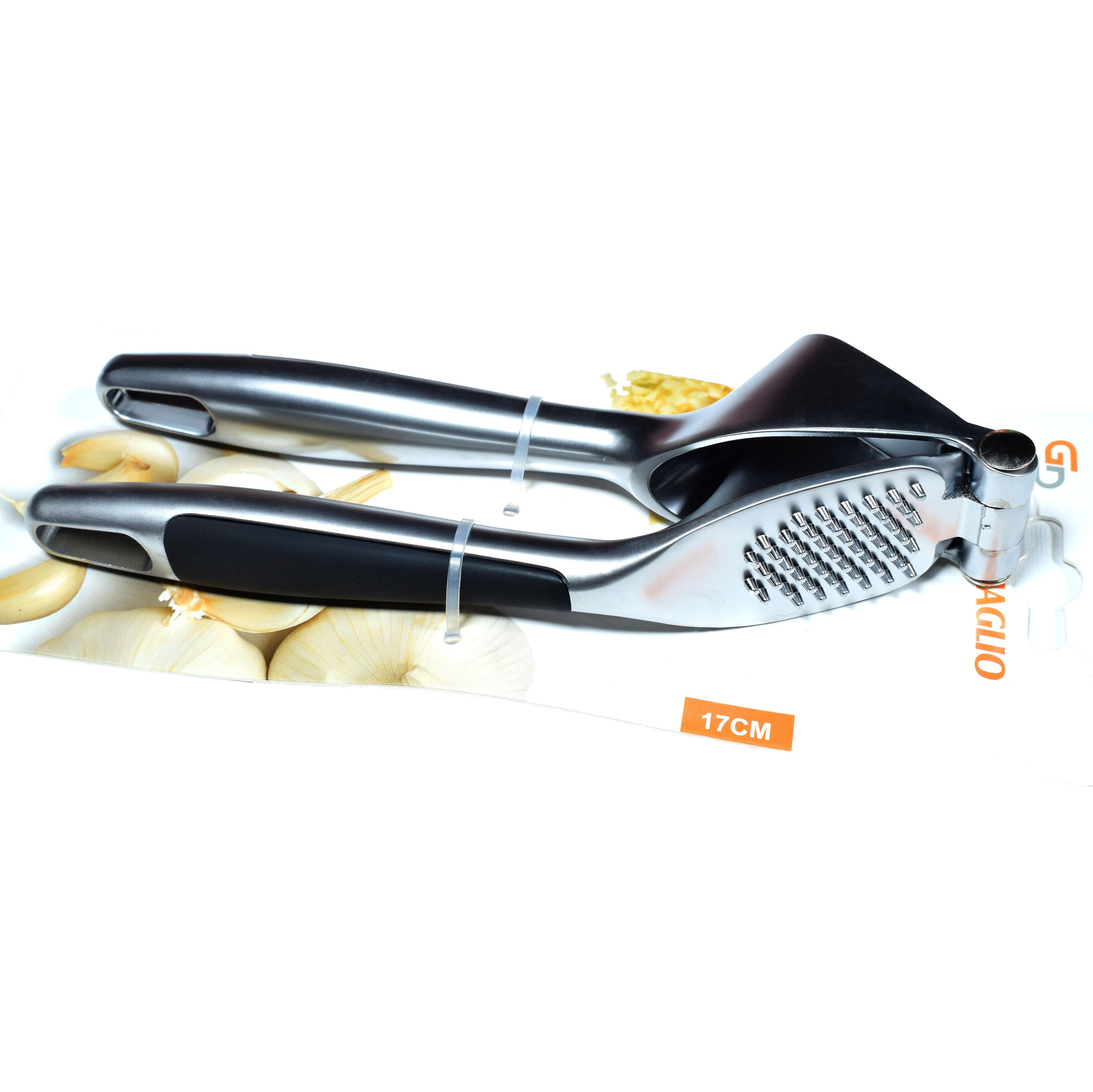 GD LA CUISINE Spremiaglio in Acciaio Inox | Pressa Aglio Manuale Professionale Antiscivolo per Tritare Aglio, Zenzero e Noci
