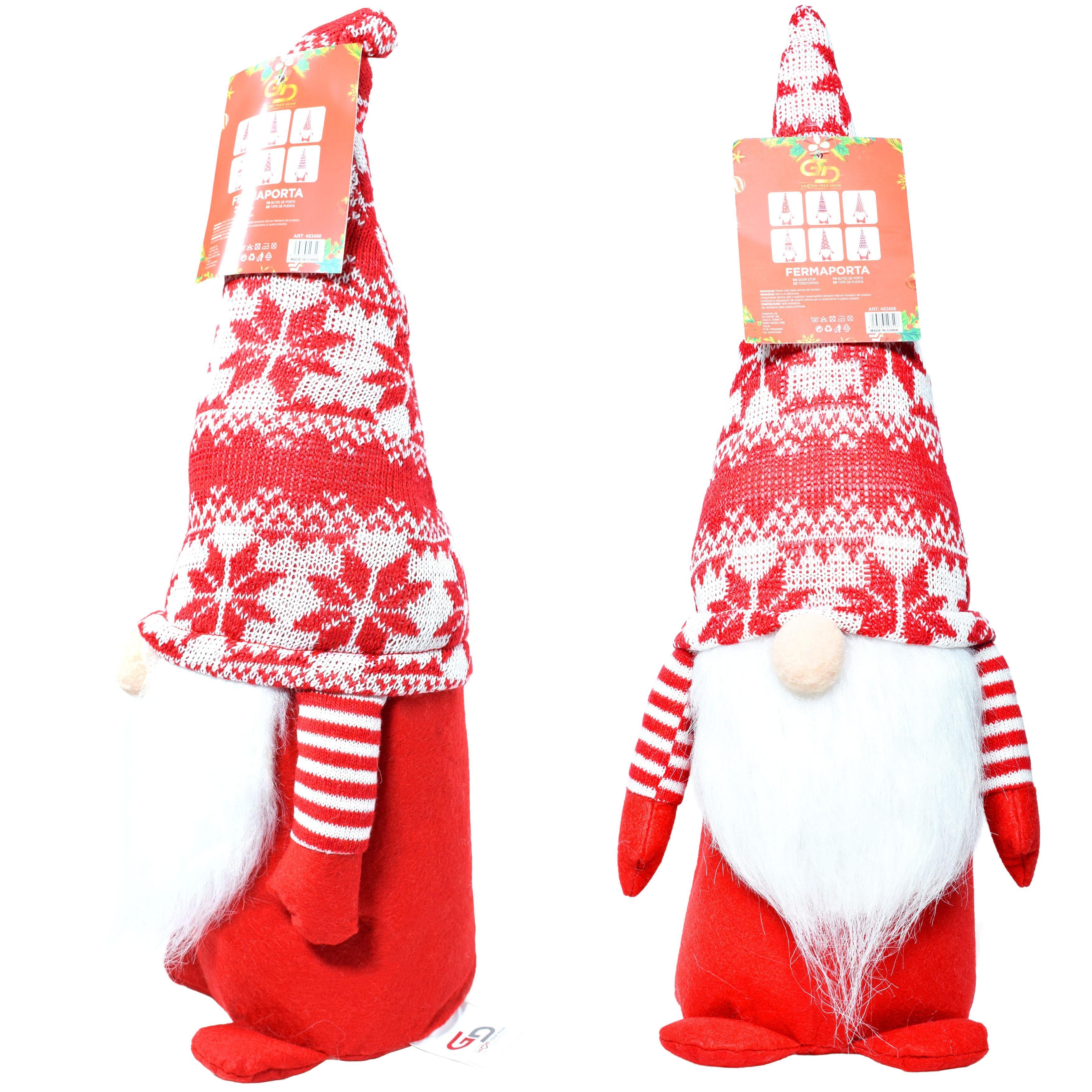GD LOVES XMAS Gnomo Natalizio Fermaporta 32 cm Decorazione Invernale per Casa e Regalo di Natale con Cappello Invernale e Dettagli Festivi