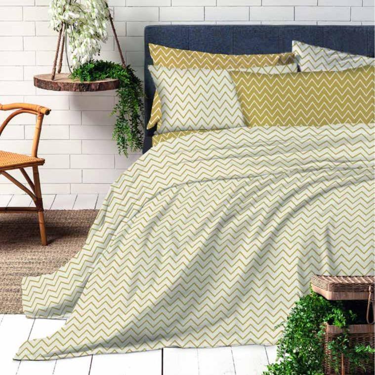 GD LOVES YOUR HOME Completo Letto Linea Fantasie Naturali – 60% Cotone Morbido e Traspirante – Lenzuolo Sopra, Lenzuolo con Angoli e Federe – Set 3 o 4 Pezzi (Singolo, Matrimoniale)