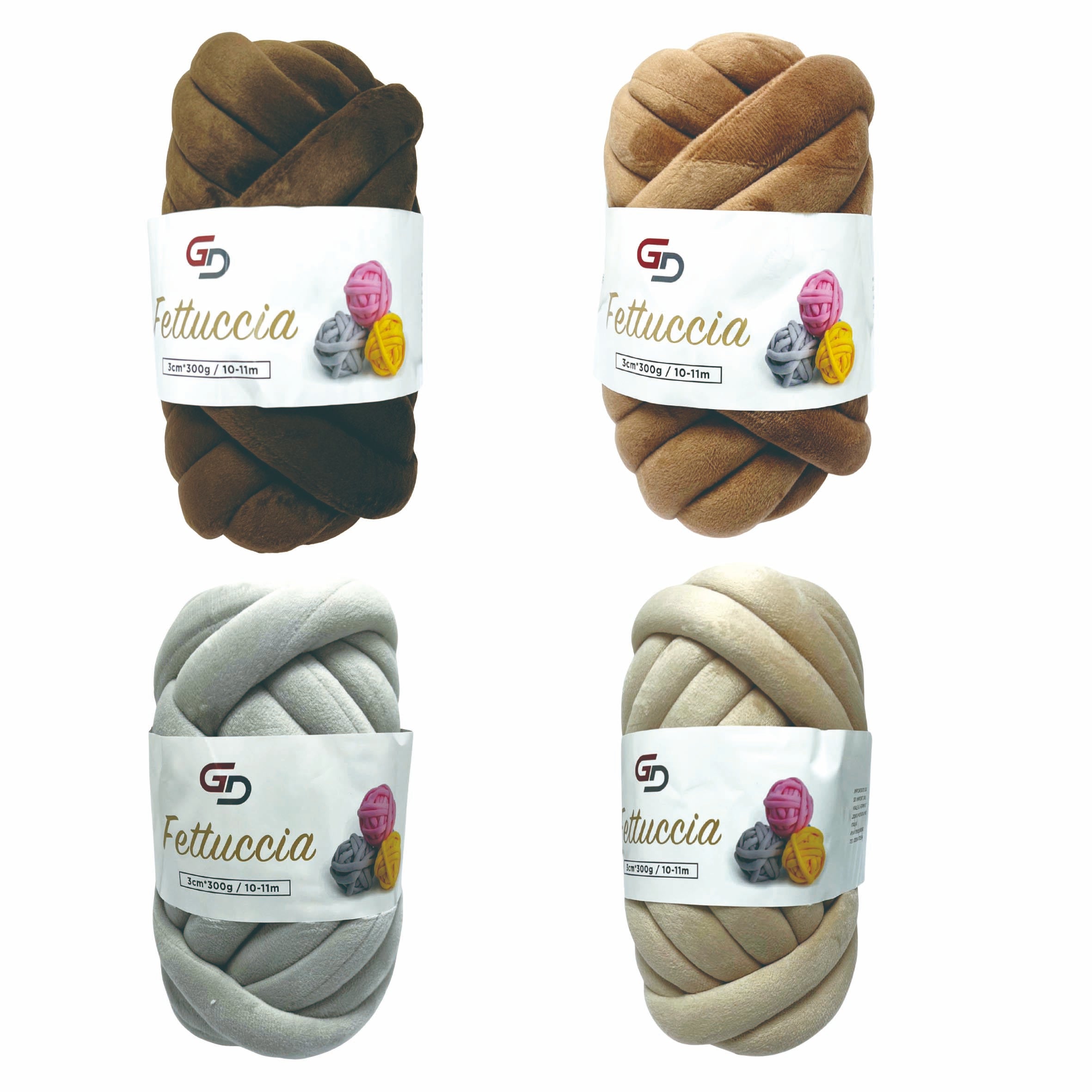 Set 3 Fettuccia Marshmallow spessa 3 cm – 300 g | Toni Naturali | Filato morbido e facile da lavorare, con resa ordinata per uncinetto, borse e home decor