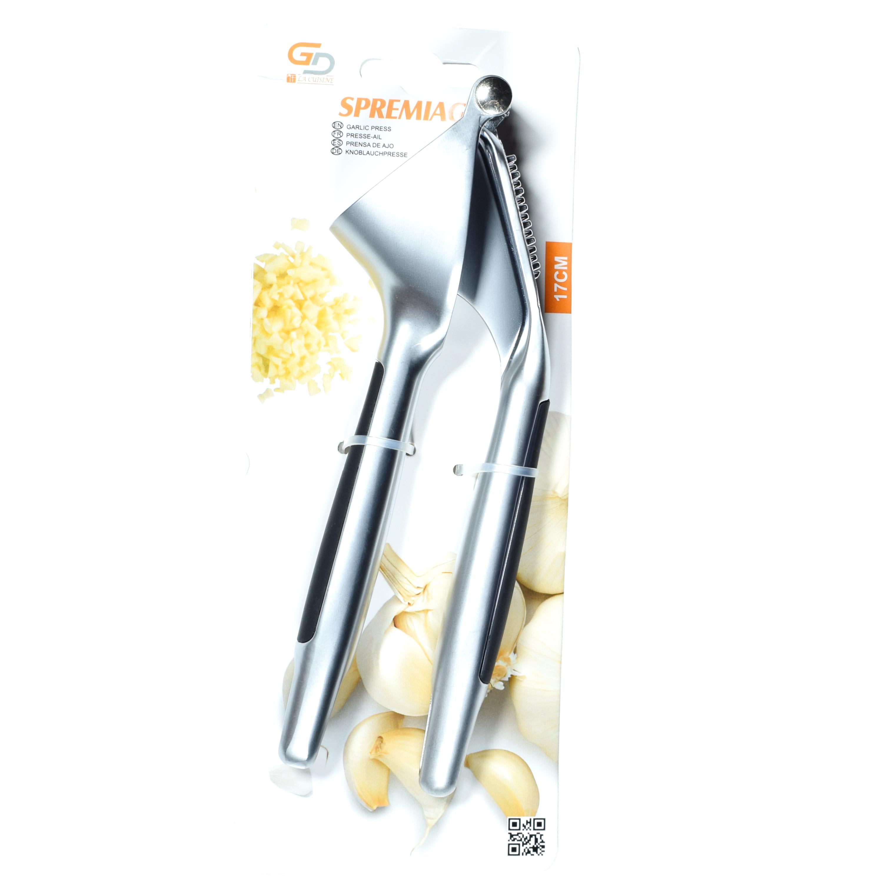 GD LA CUISINE Spremiaglio in Acciaio Inox | Pressa Aglio Manuale Professionale Antiscivolo per Tritare Aglio, Zenzero e Noci