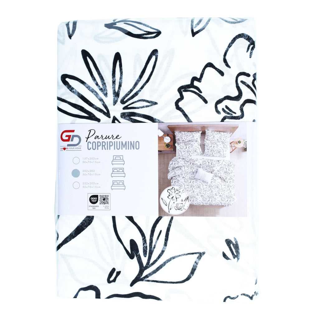 GD LOVES YOUR HOME Linea Parure Copripiumino – Fantasie Inchiostro di Primavera & Sogno di Giardino – Set 2 o 3 Pezzi con Federe – 3 Misure (Singolo, Piazza e Mezza, Matrimoniale) – Morbido, Traspirante e Facile da Lavare