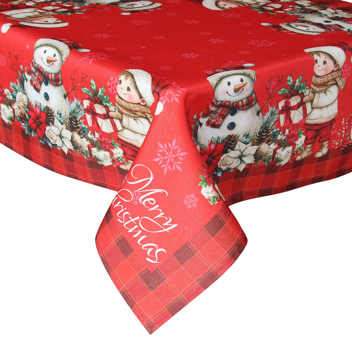 GD LOVES XMAS Tovaglia Natalizia 85x85 cm Decorazione Tavola Festiva in Stile Elegante con Dettagli Oro e Argento