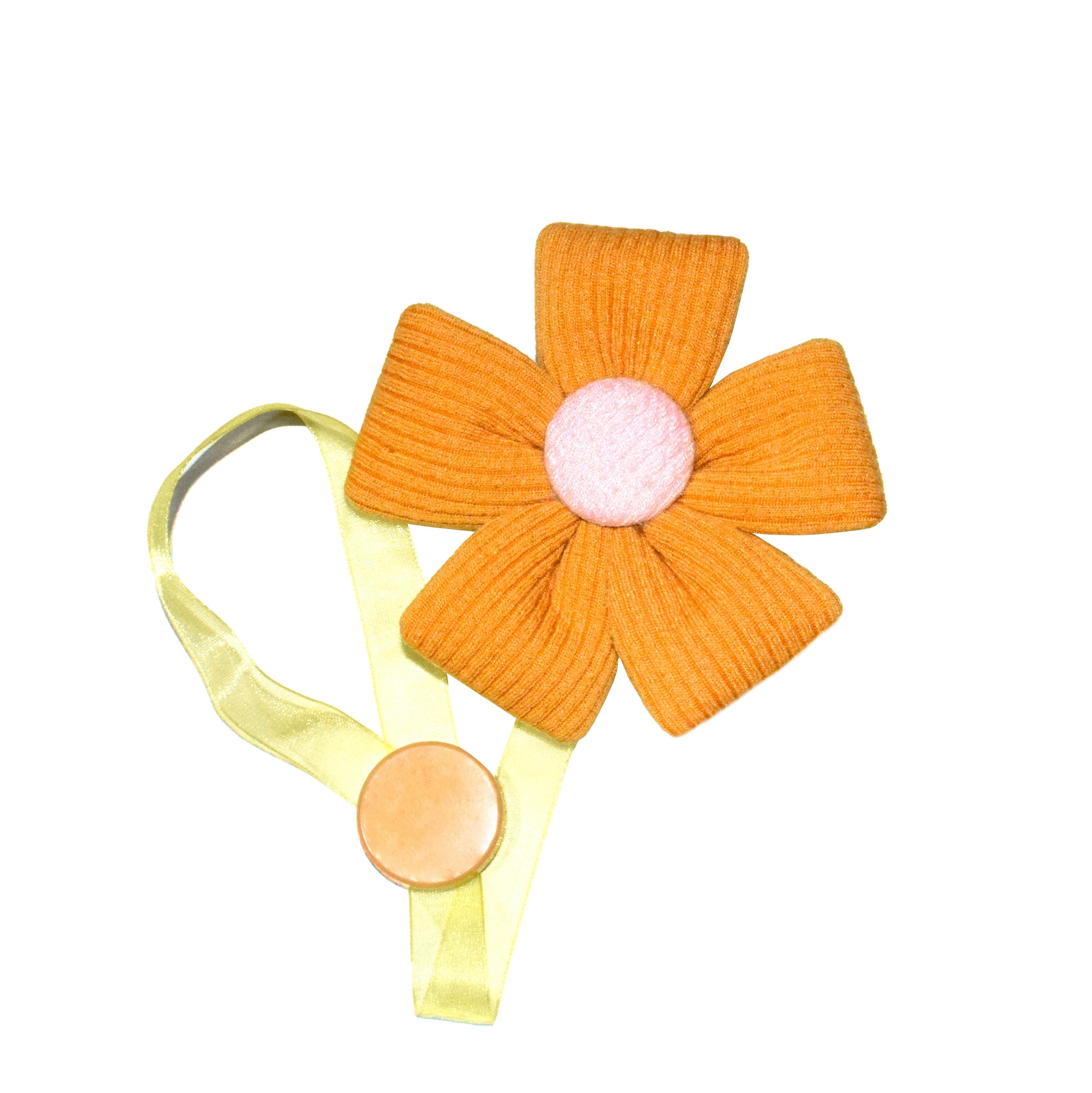 Fermatenda Magnetico a Fiore Giallo – Tessuto Morbido Ø8,5 cm – Accessorio Decorativo per Tende e Plaid - Set da 2 Pezzi