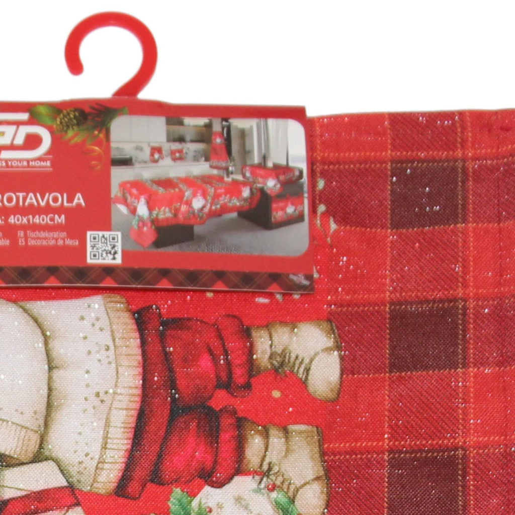 GD LOVES XMAS Runner Natalizio 40x140 cm con Filo Dorato e Argentato Decorazione Tavola Rossa Stile Elegante per le Feste in Poliestere di Alta Qualità