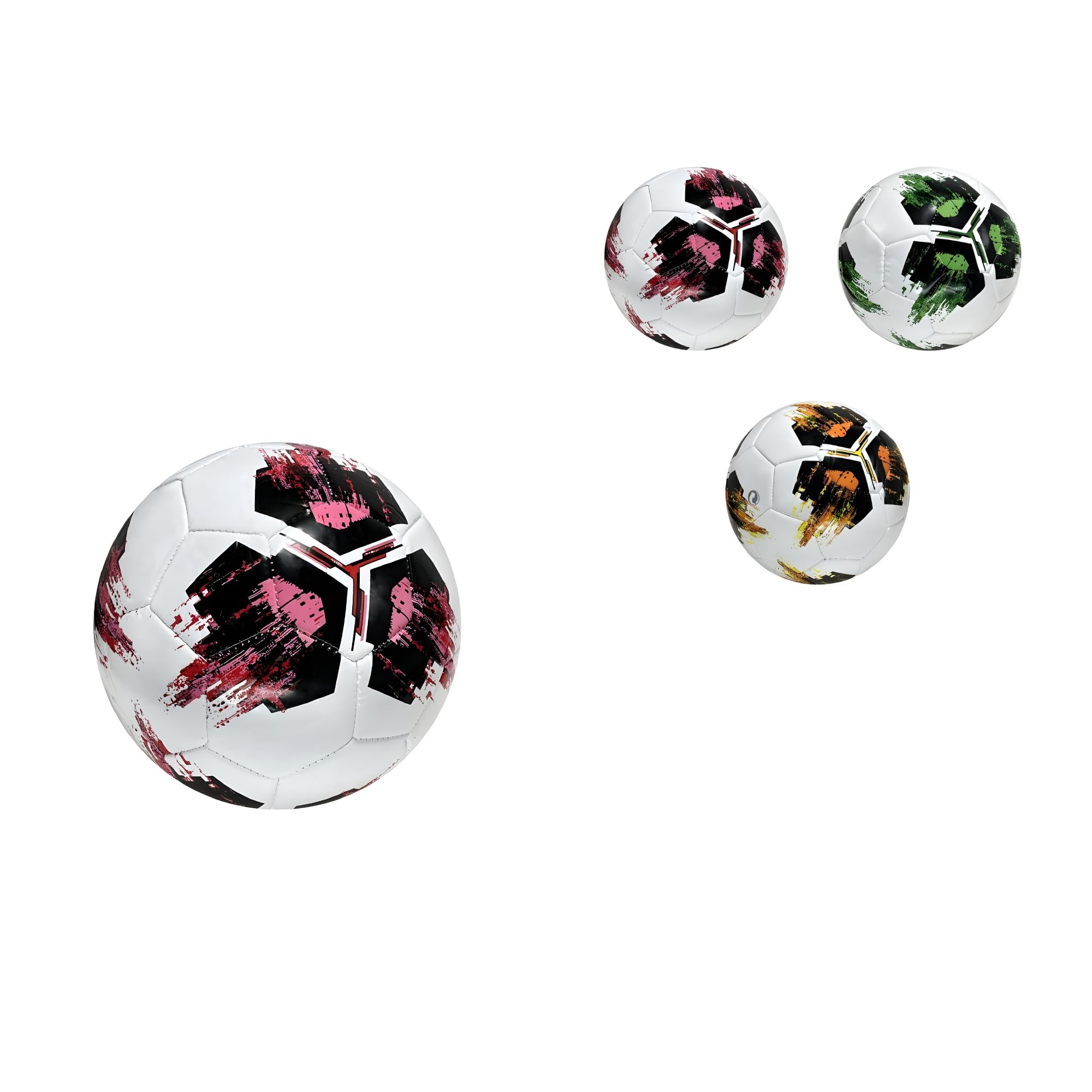 Pallone da Calcio Taglia 5, Cuoio, 320 Grammi, Design Geometrico Colorato, 3 Colori Assortiti, 22 cm Diametro