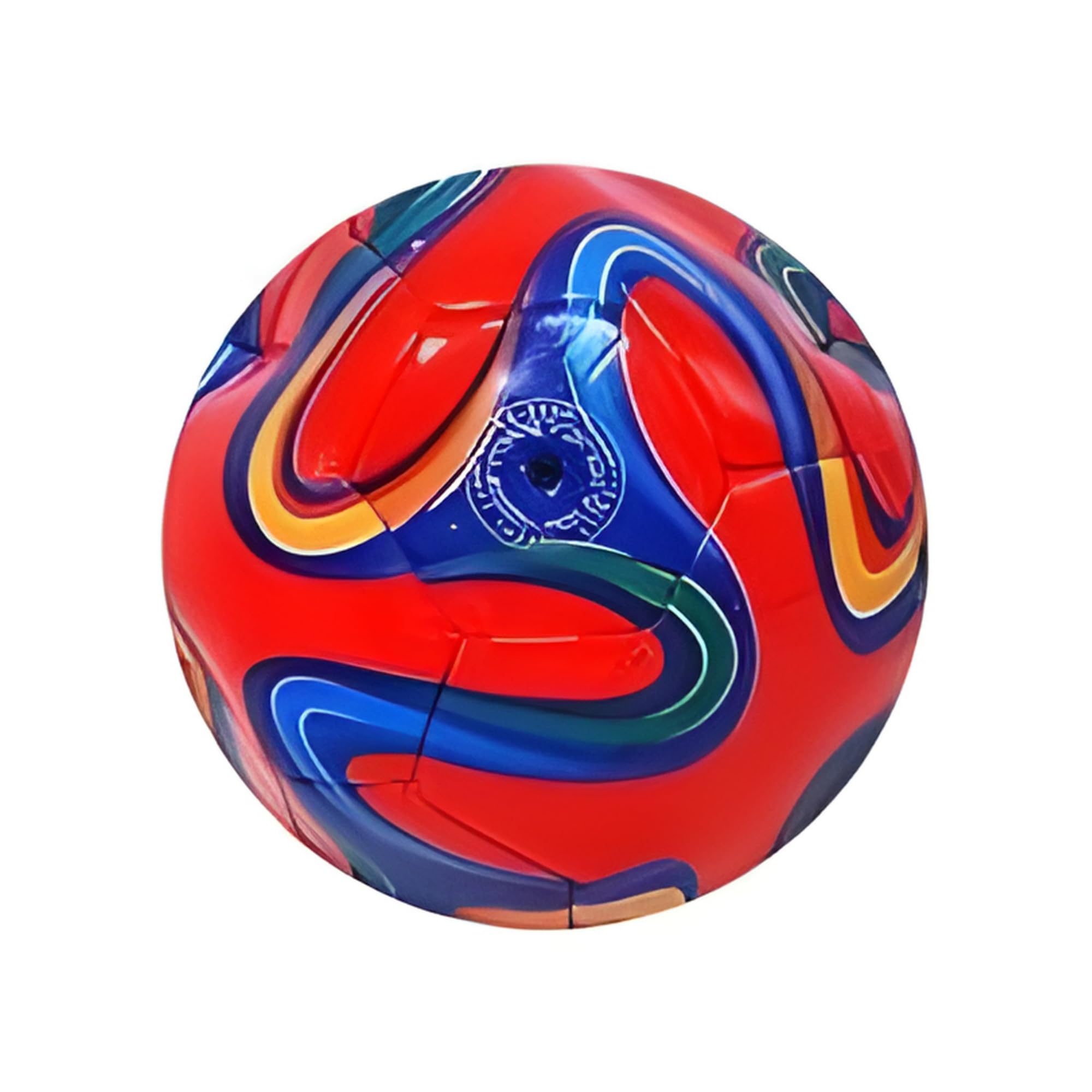 Pallone da Calcio Taglia 5, Cuoio, 320 Grammi, Design Geometrico Moderno, 2 Colori Assortiti (Giallo e Rosso), 22 cm Diametro