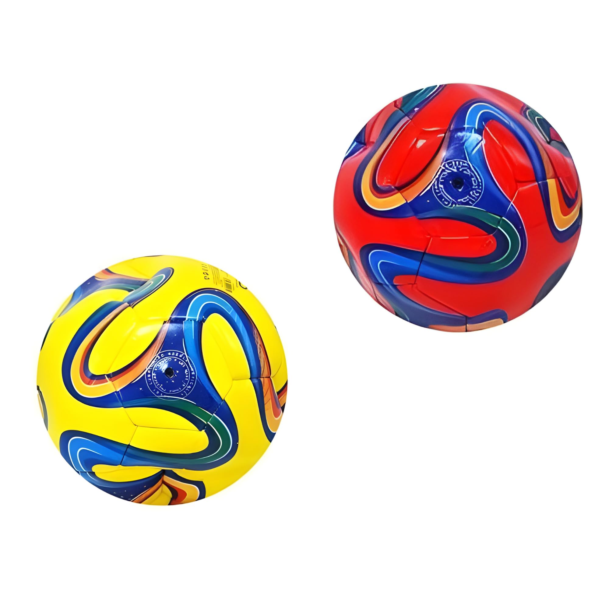 Pallone da Calcio Taglia 5, Cuoio, 320 Grammi, Design Geometrico Moderno, 2 Colori Assortiti (Giallo e Rosso), 22 cm Diametro