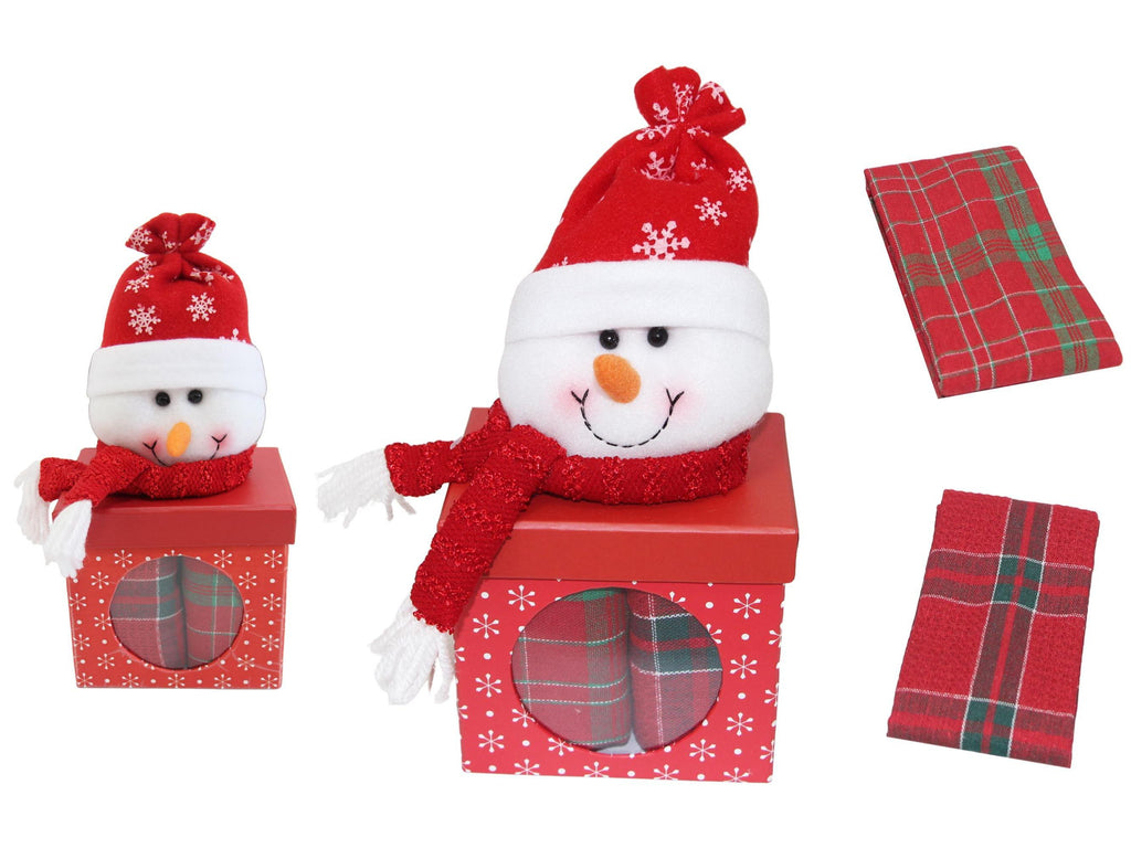 GD LOVES XMAS Scatola Regalo Natalizia con Tovaglietta – Pupazzo di Babbo Natale, Renna o Pupazzo di Neve – Idea Regalo e Decorazione Tavola per le Feste