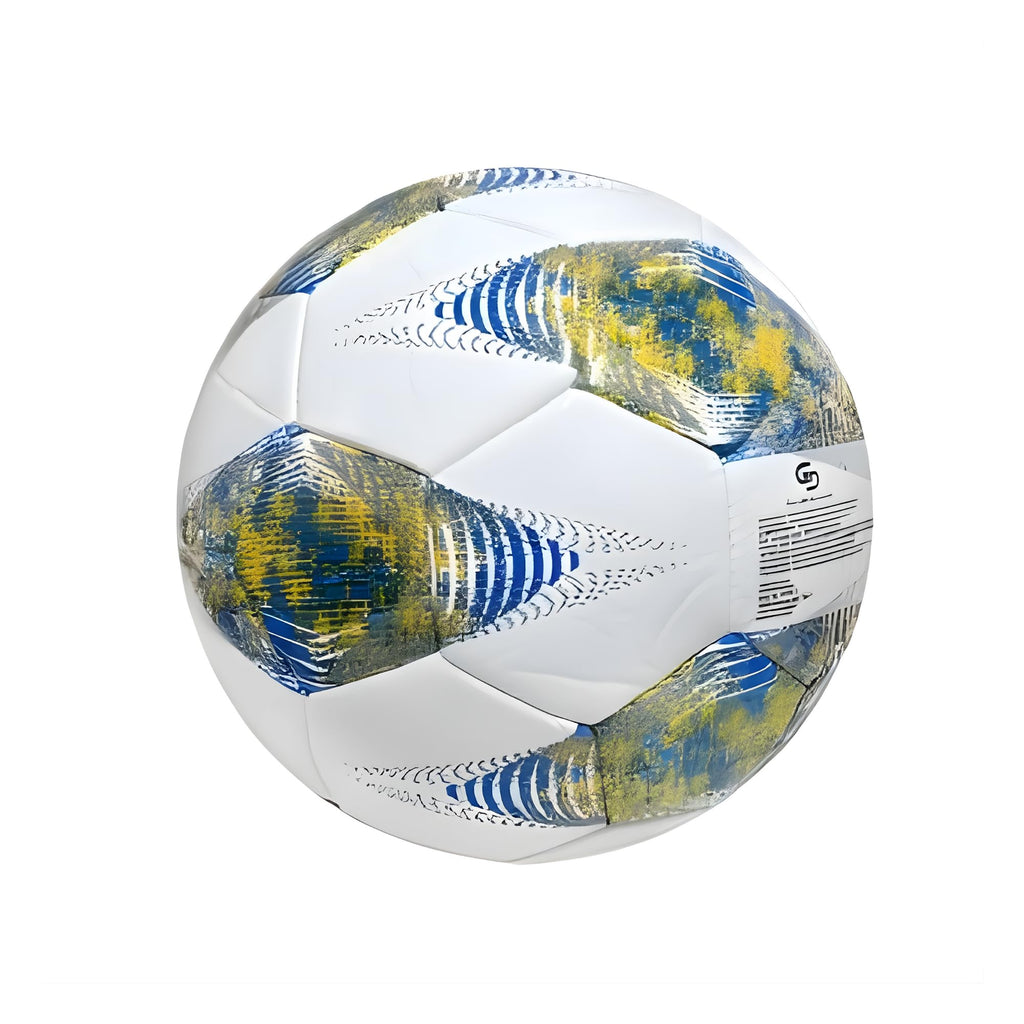 Generico Pallone da Calcio Professionale, Bianco con Rosso/Giallo/Verde/Blu, 320 Grammi, per Sport e Partite