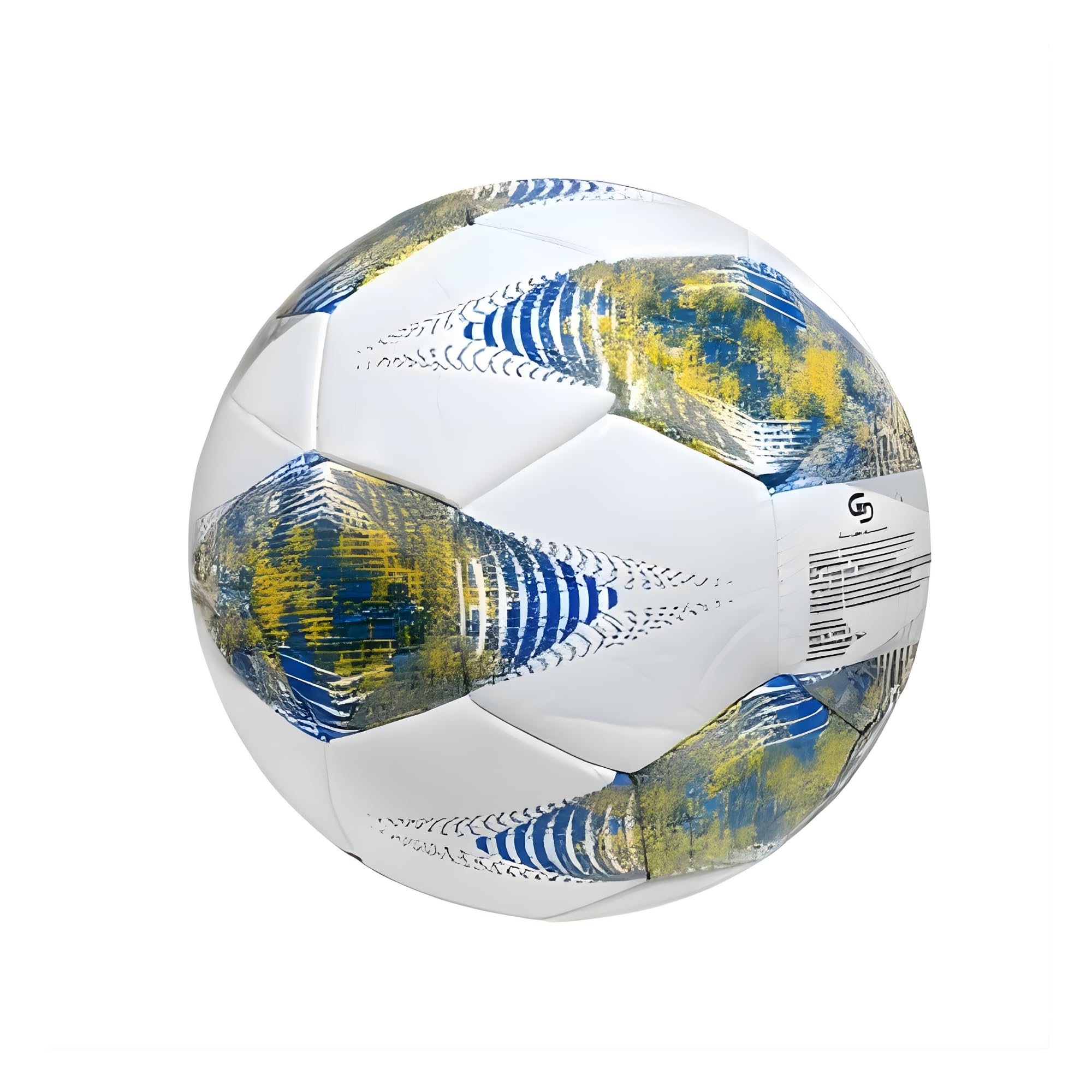 Generico Pallone da Calcio Professionale, Bianco con Rosso/Giallo/Verde/Blu, 320 Grammi, per Sport e Partite